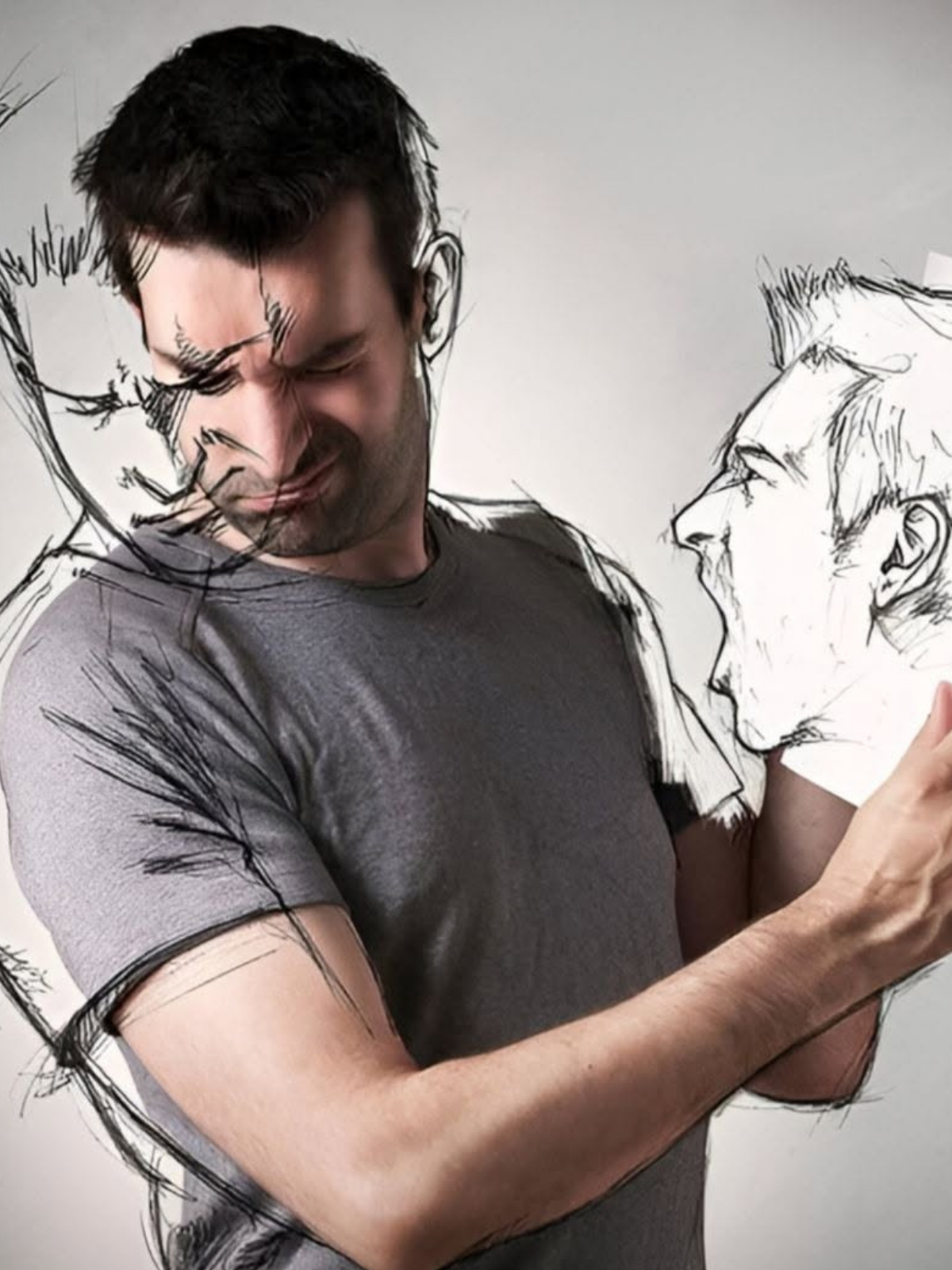 Screaming Sketch: Fragmented Inner Conflict