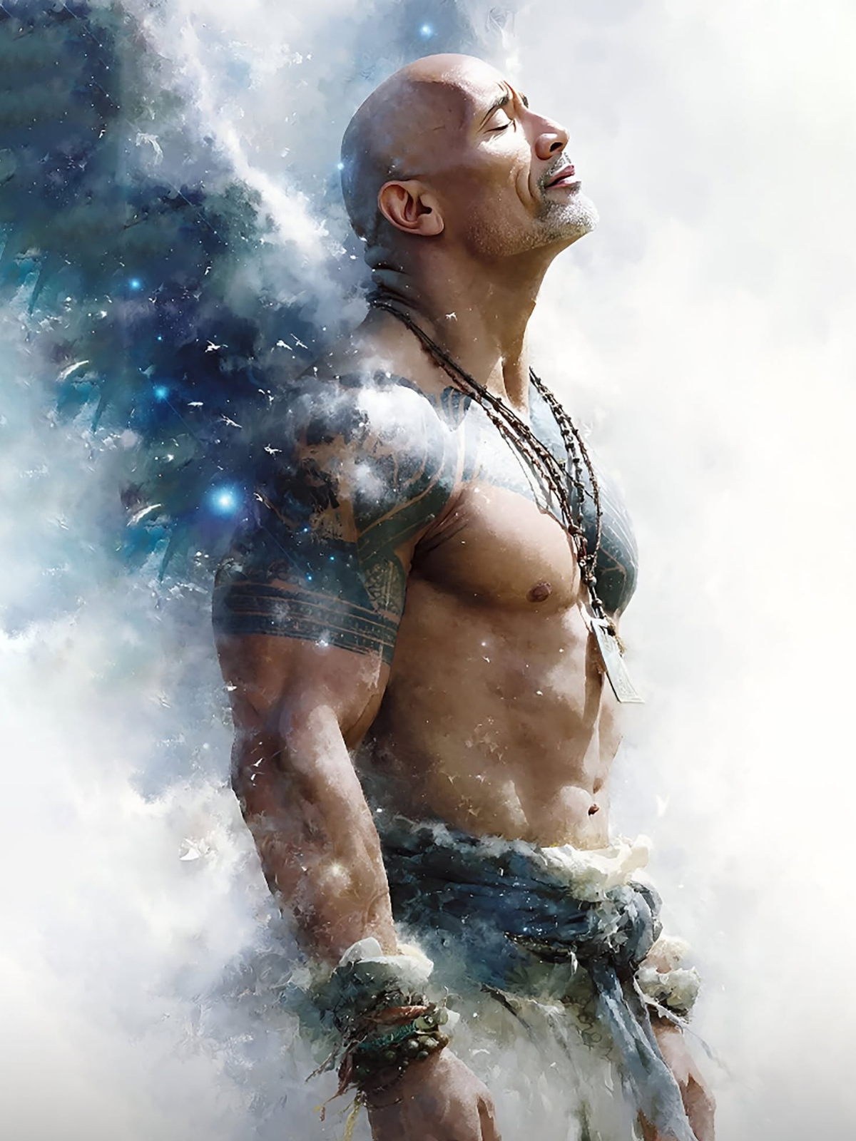 Divine Tribal Warrior Angel with Ethereal Dark Wings