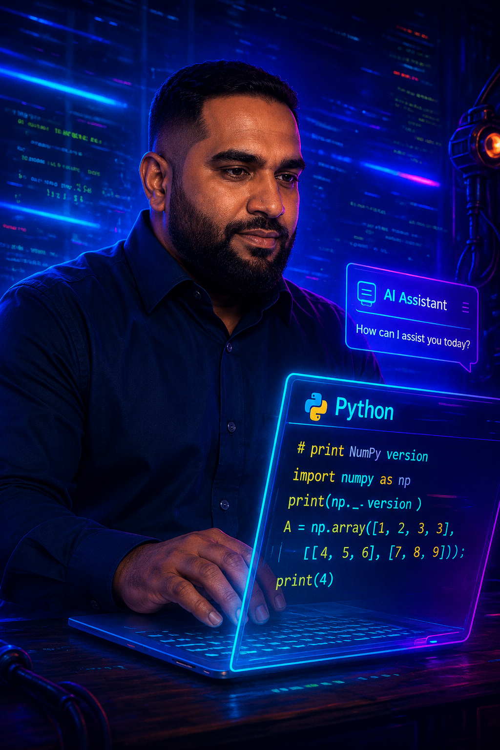 Cyberpunk Dev: Immersed in Neon Code
