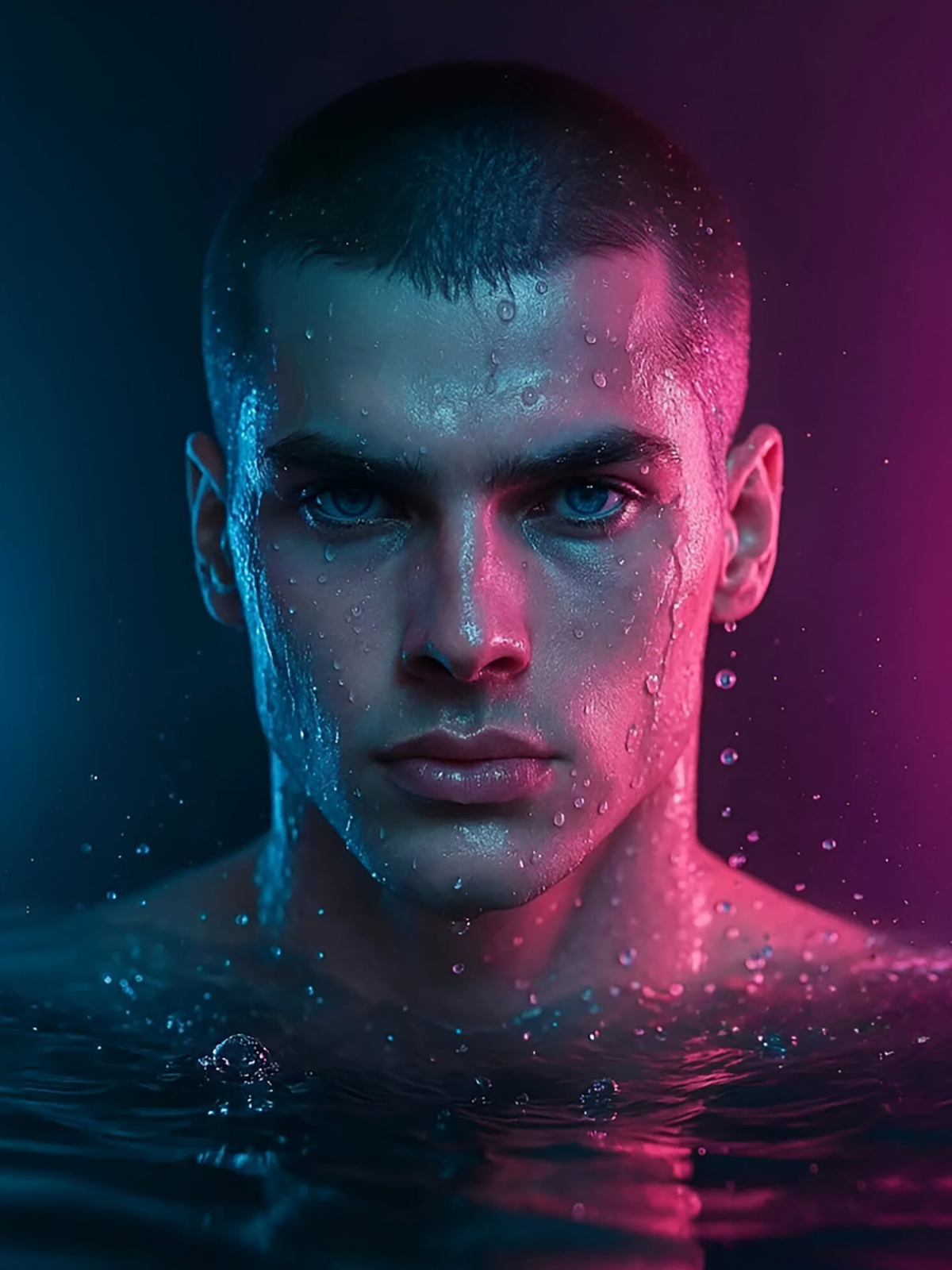 Cyberpunk Neon Water Emergence