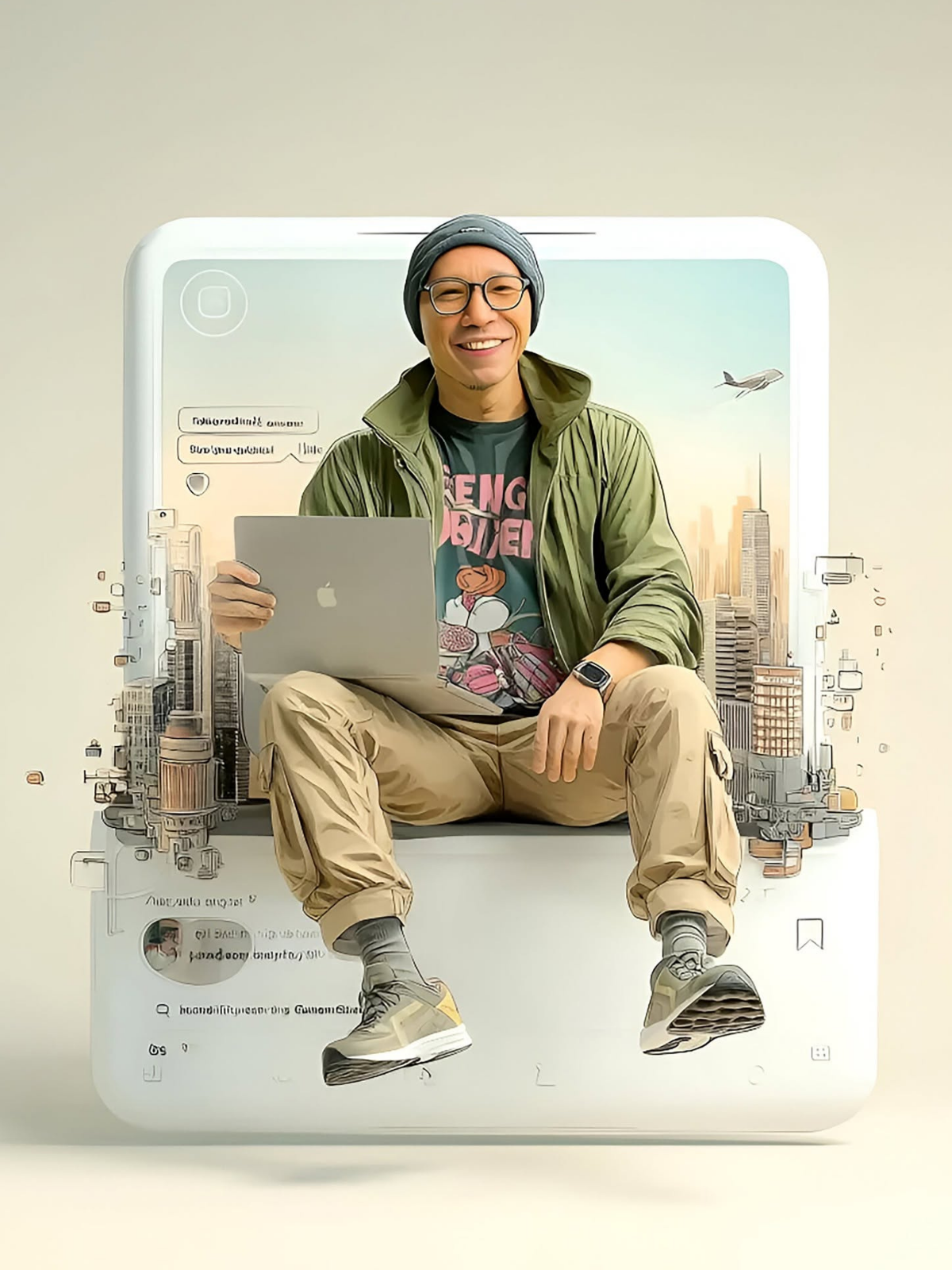 Futuristic Digital Creator on Screen Edge