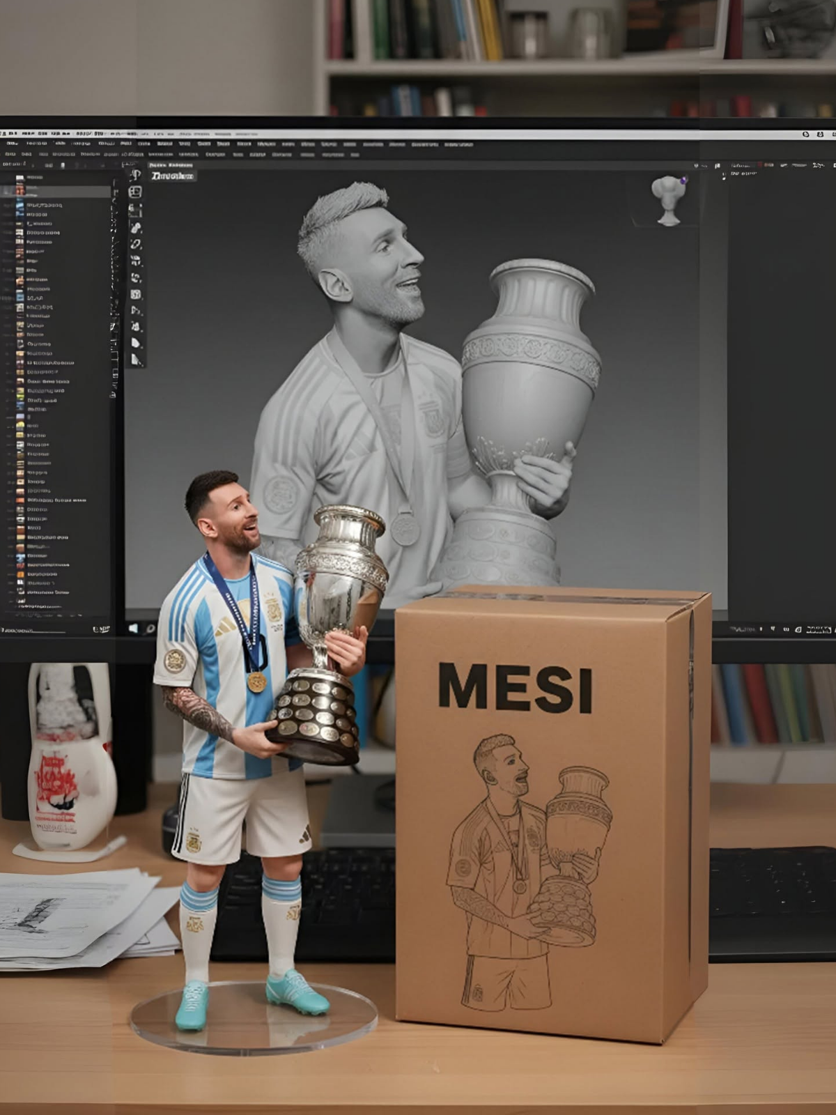 Hyperreal Messi Figurine & 3D Art Studio