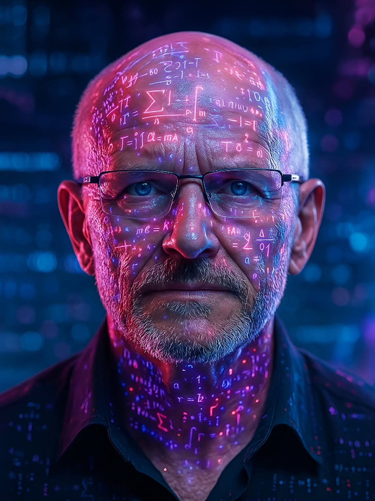 Neon Formulas: Cyberpunk Scientist Portrait