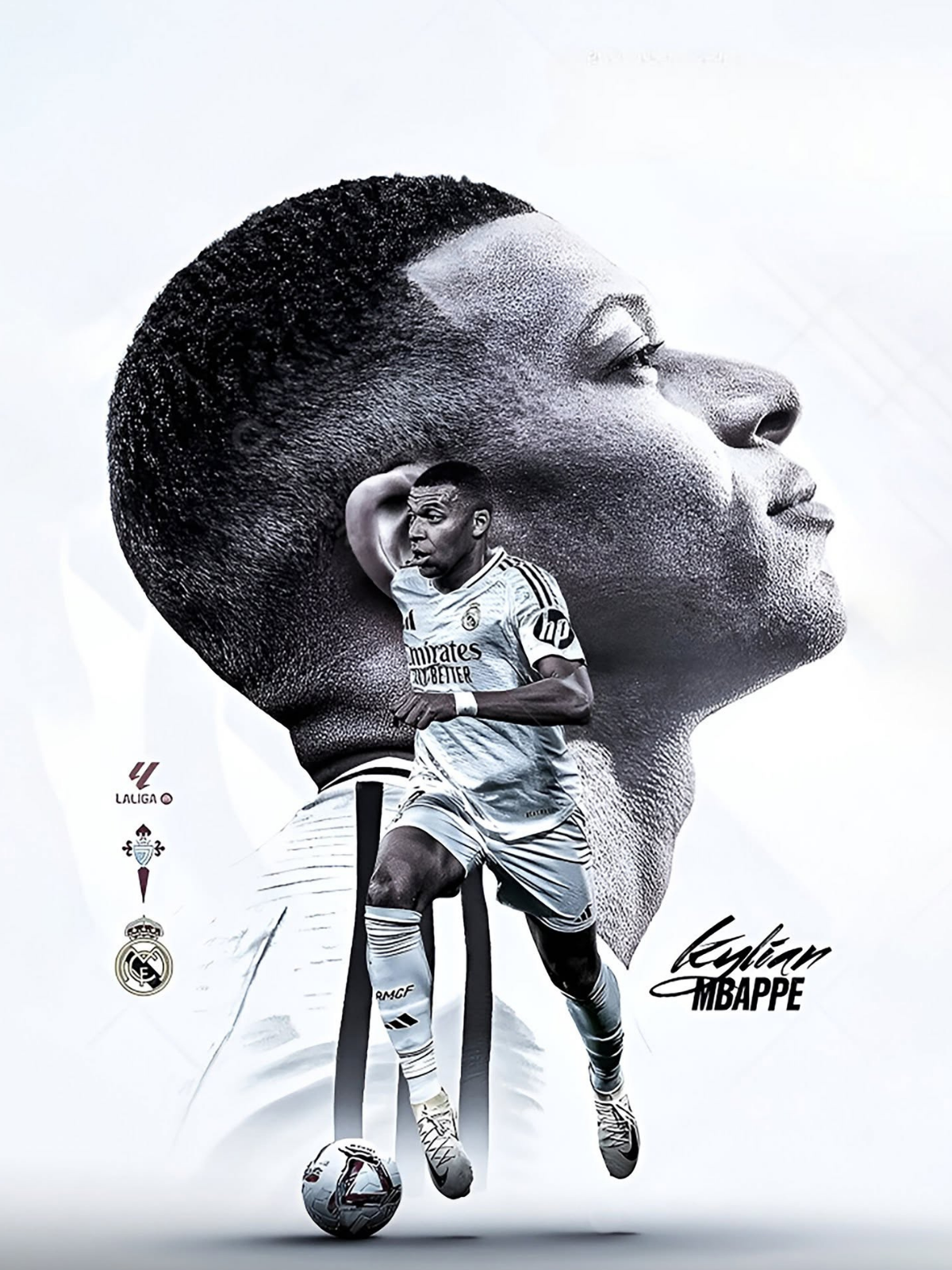 Dynamic Mbappé Real Madrid Hyperreal Poster