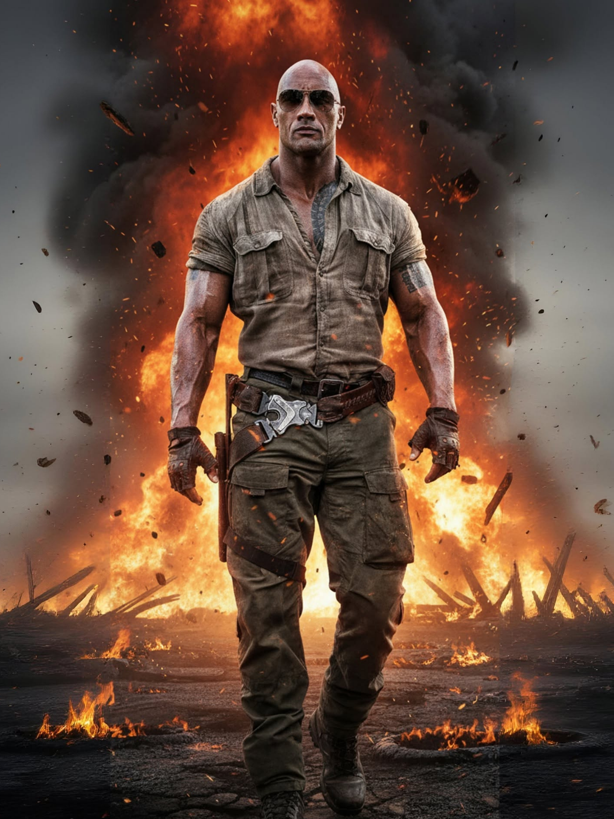 Fiery Warrior: Cinematic Action Poster