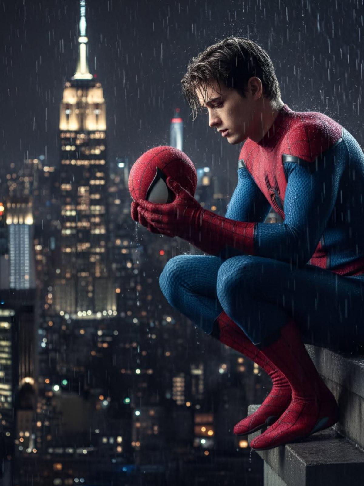 Spider-Man's Night Rain Reflection