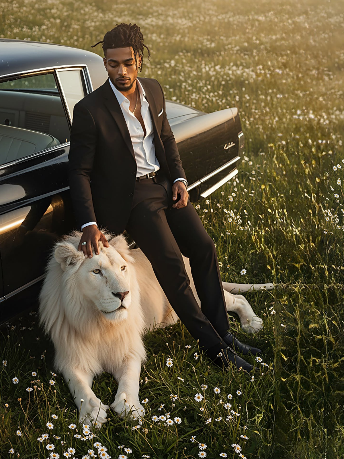 Power Suit, Majestic Lion, Sunset Elegance