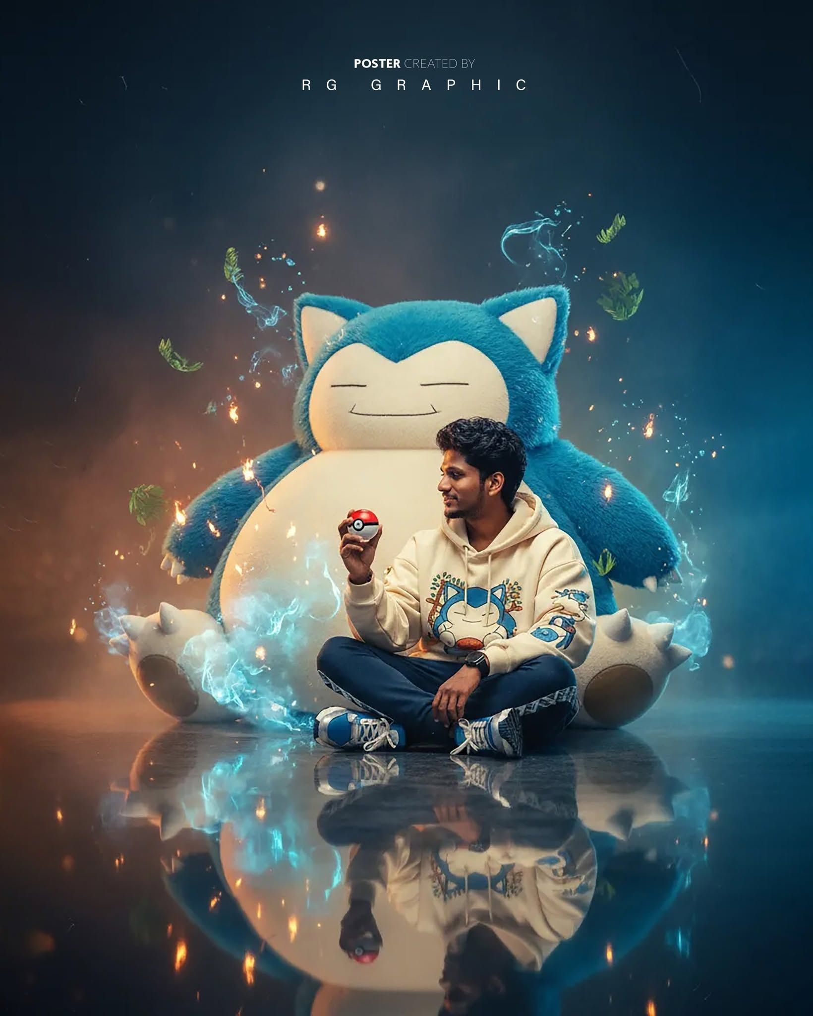 Man's Playful Bond with Giant Pokemon