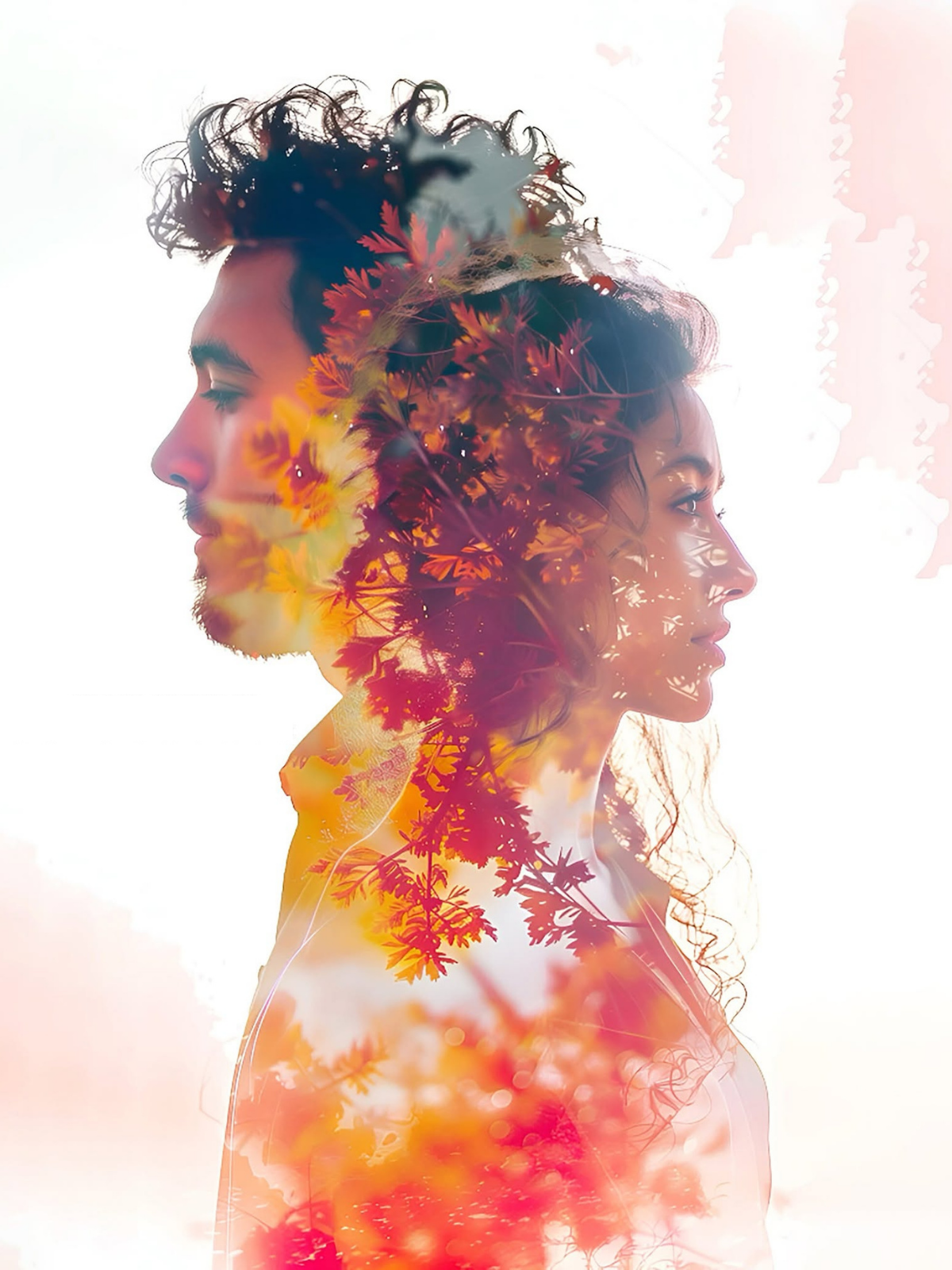 Floral Silhouettes Double Exposure