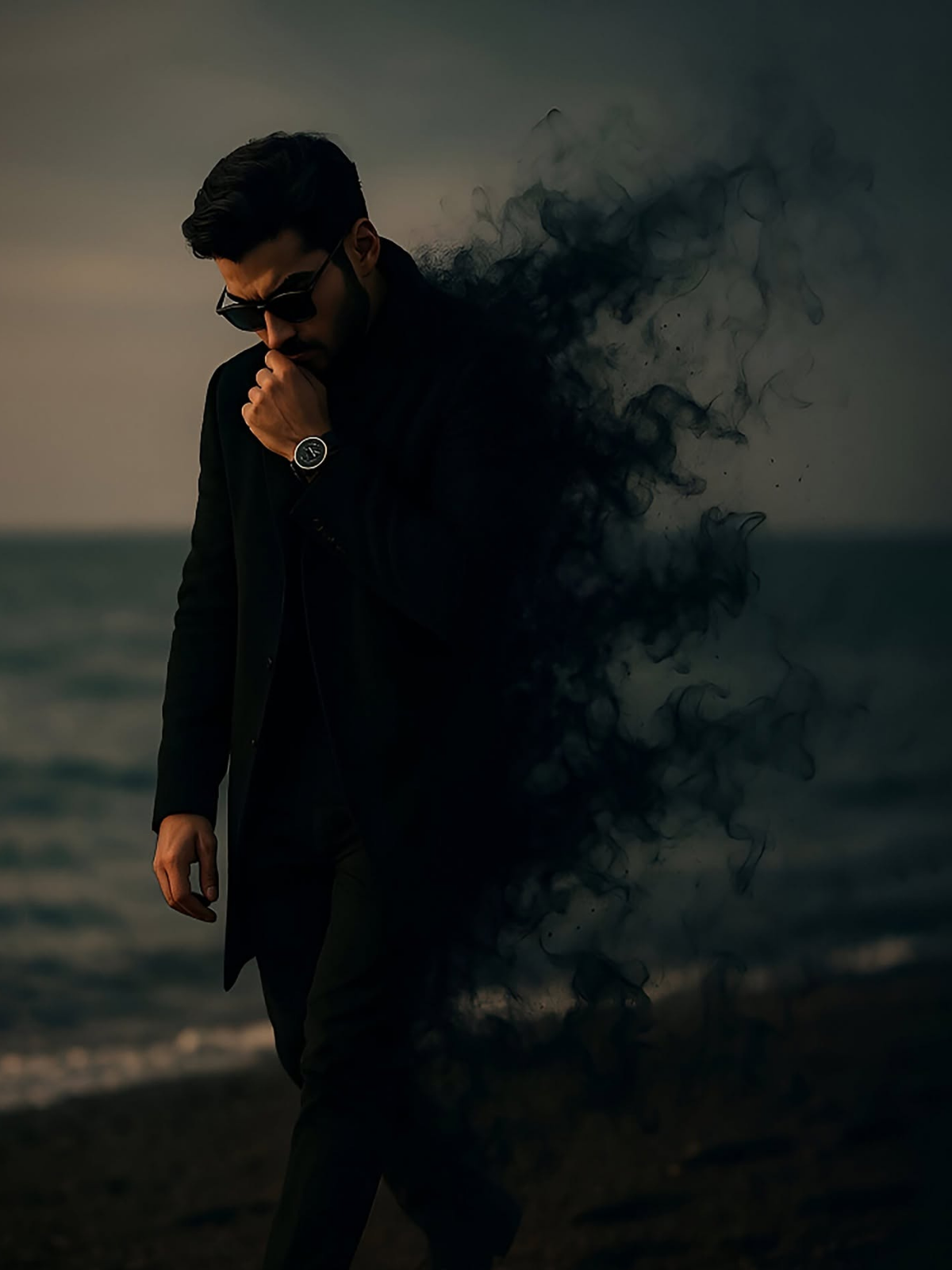 Dissolving Gentleman, Thoughtful Dusk Beach