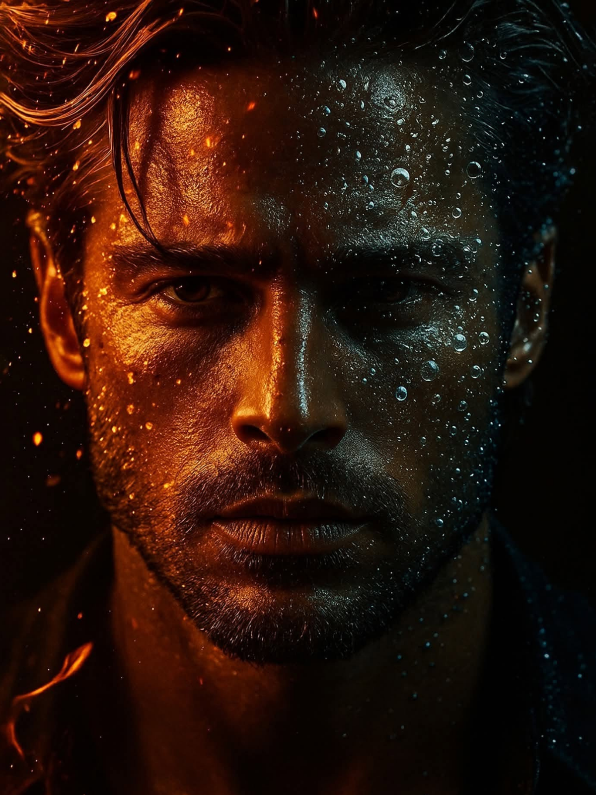 Moody Cinematic Fire & Ice Portrait