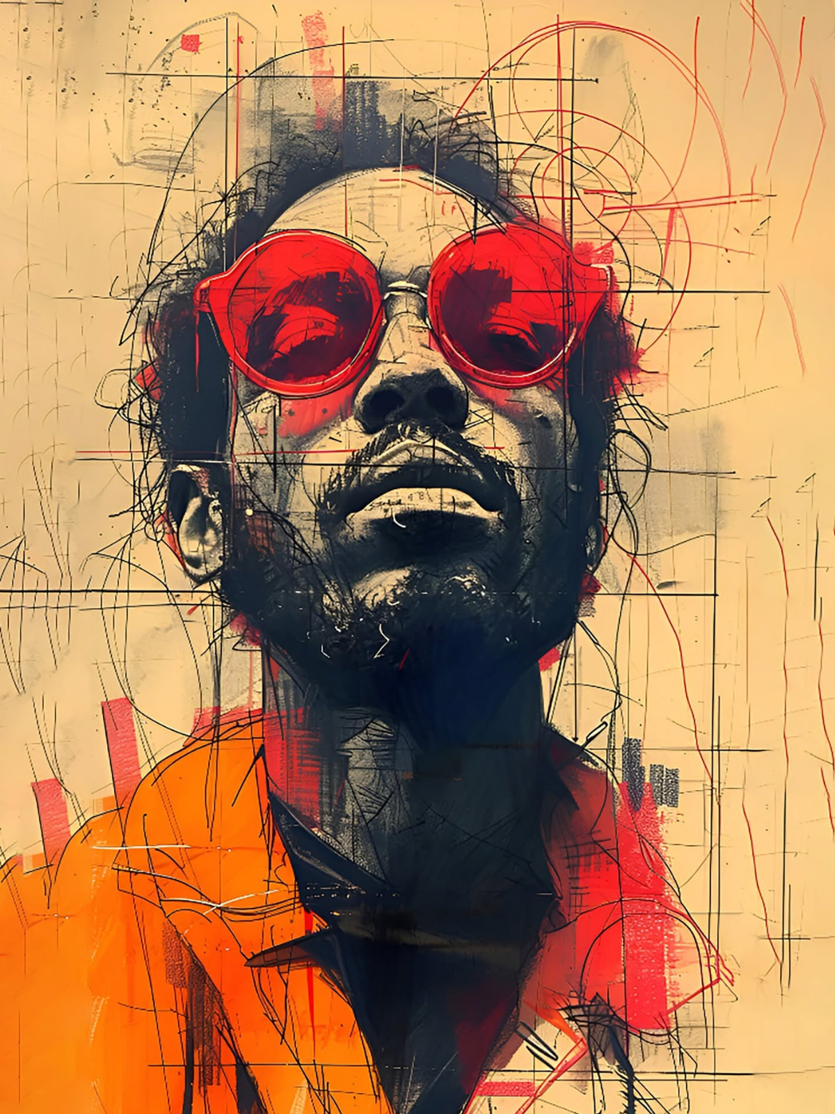 Bold Abstract Rebel in Red Shades