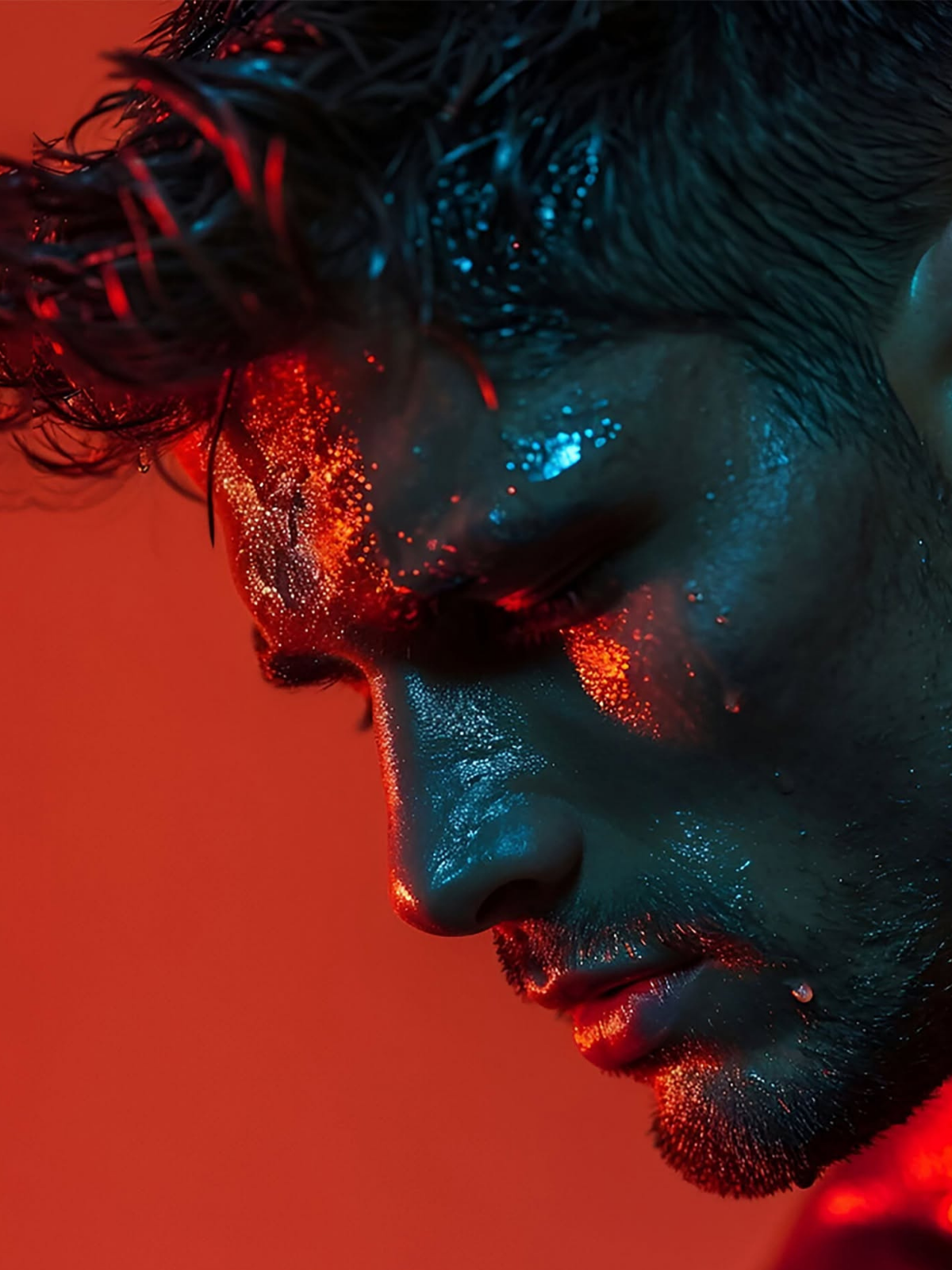Wet Skin Neon Duel Portrait