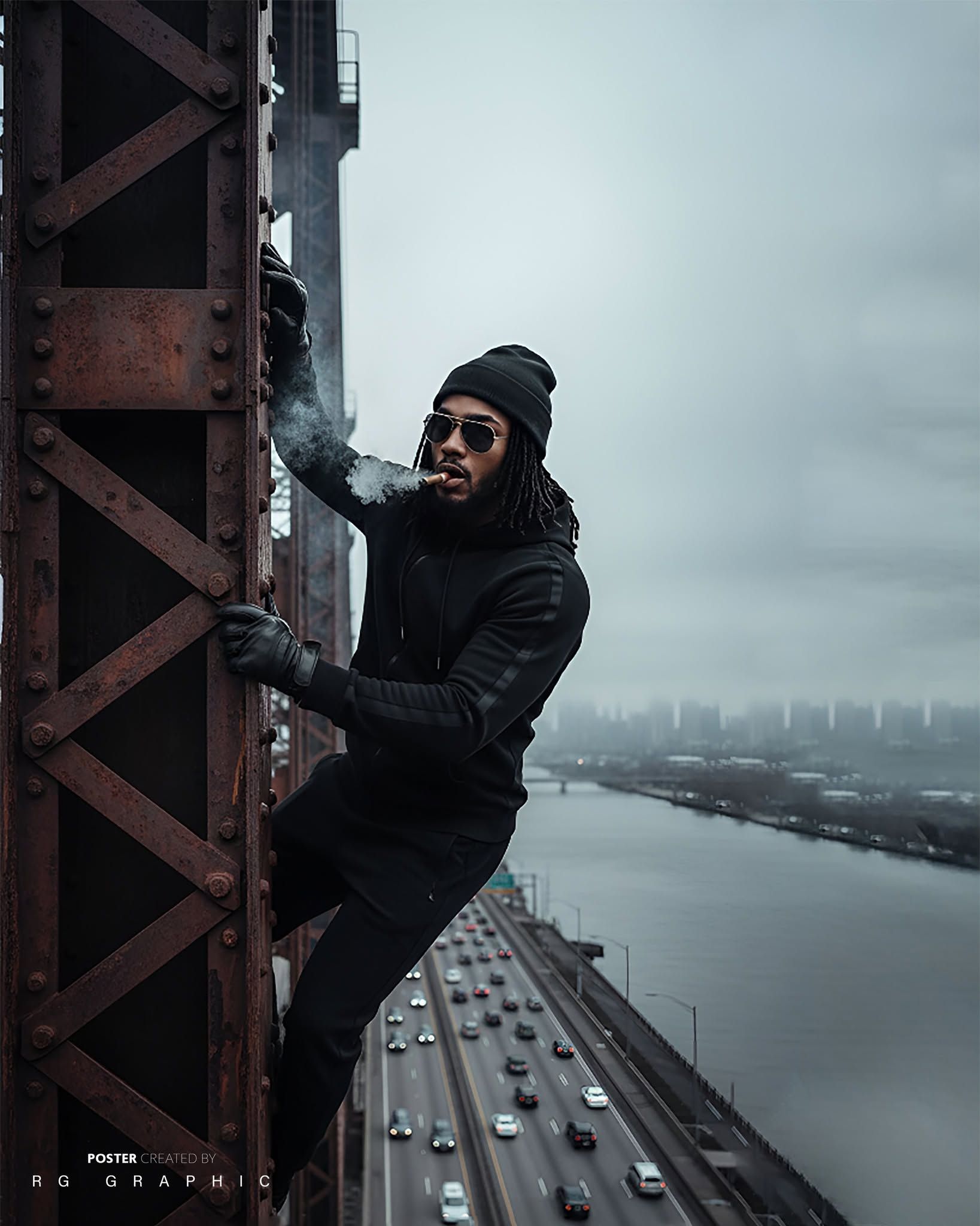 Cigar-Smoking Bridge Climb: Gritty Urban Mist