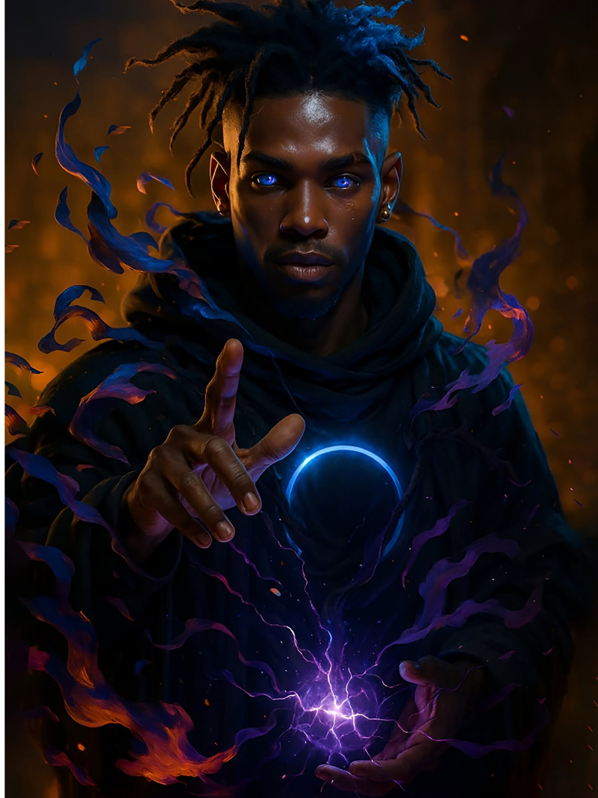 Electrifying Dark Sorcerer Portrait