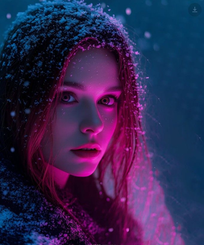 Neon Pink Snow Portrait