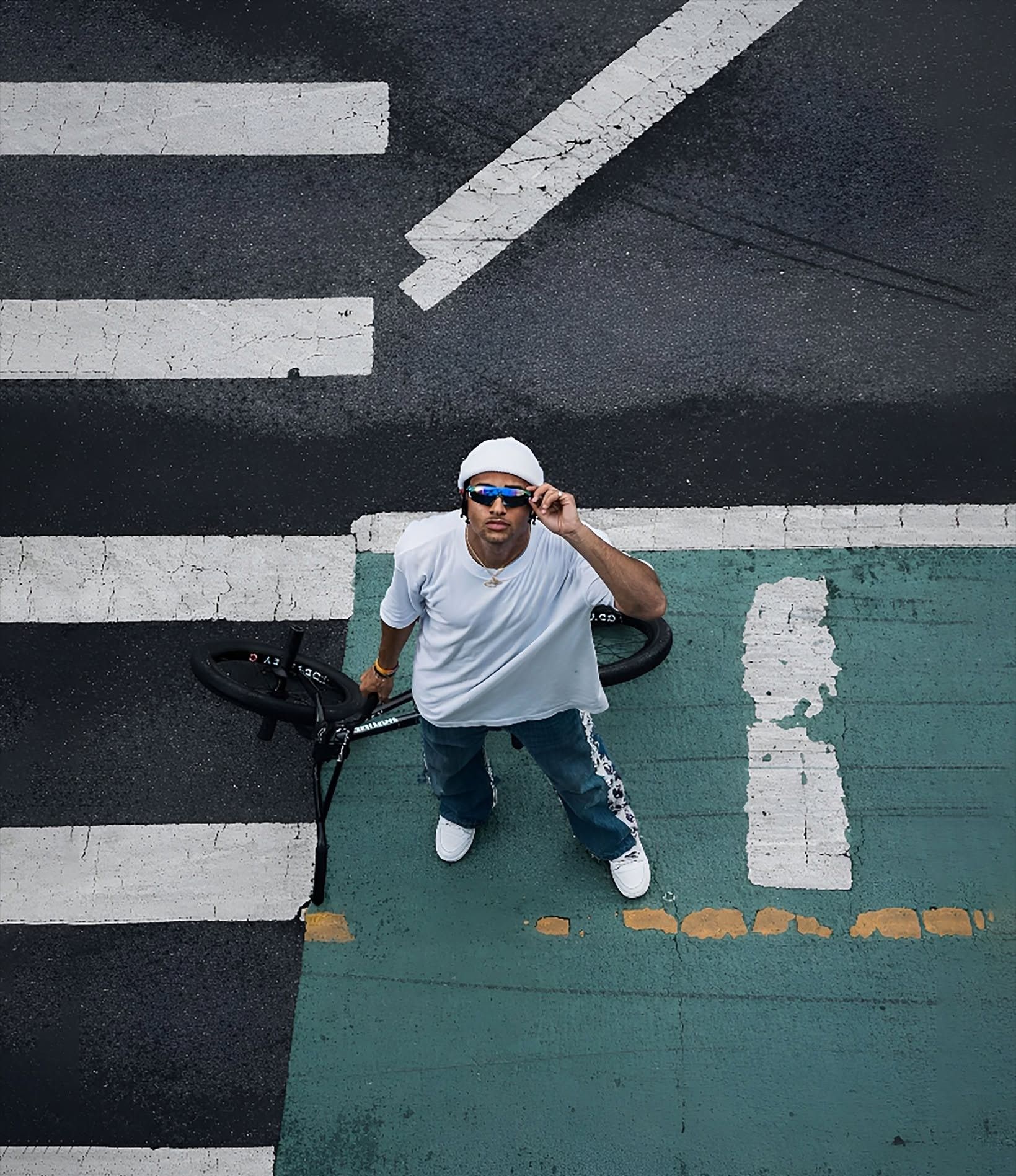 Aerial Urban Cyclist Fashion