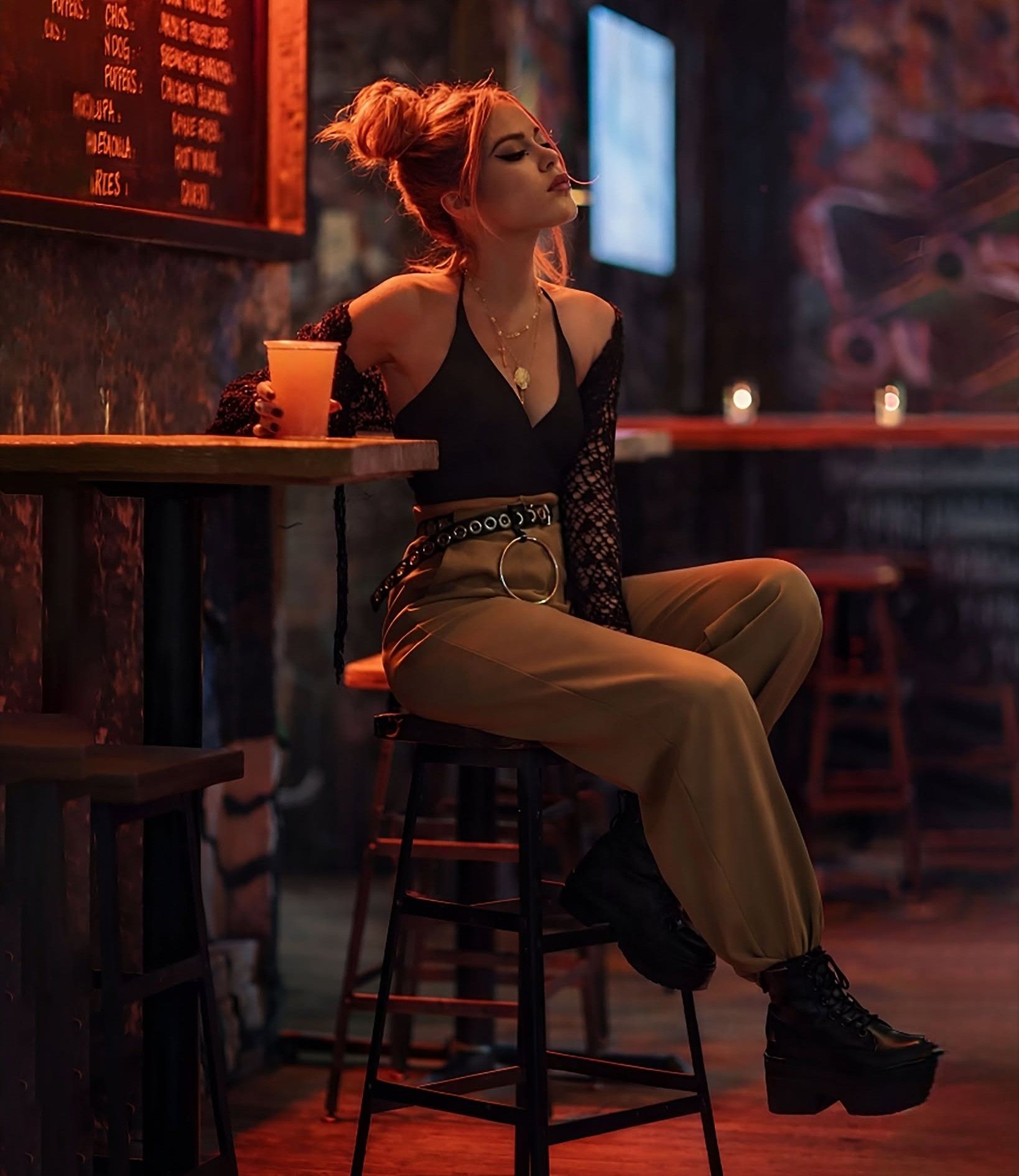 Night Bar Chic: Cinematic Neon Dream