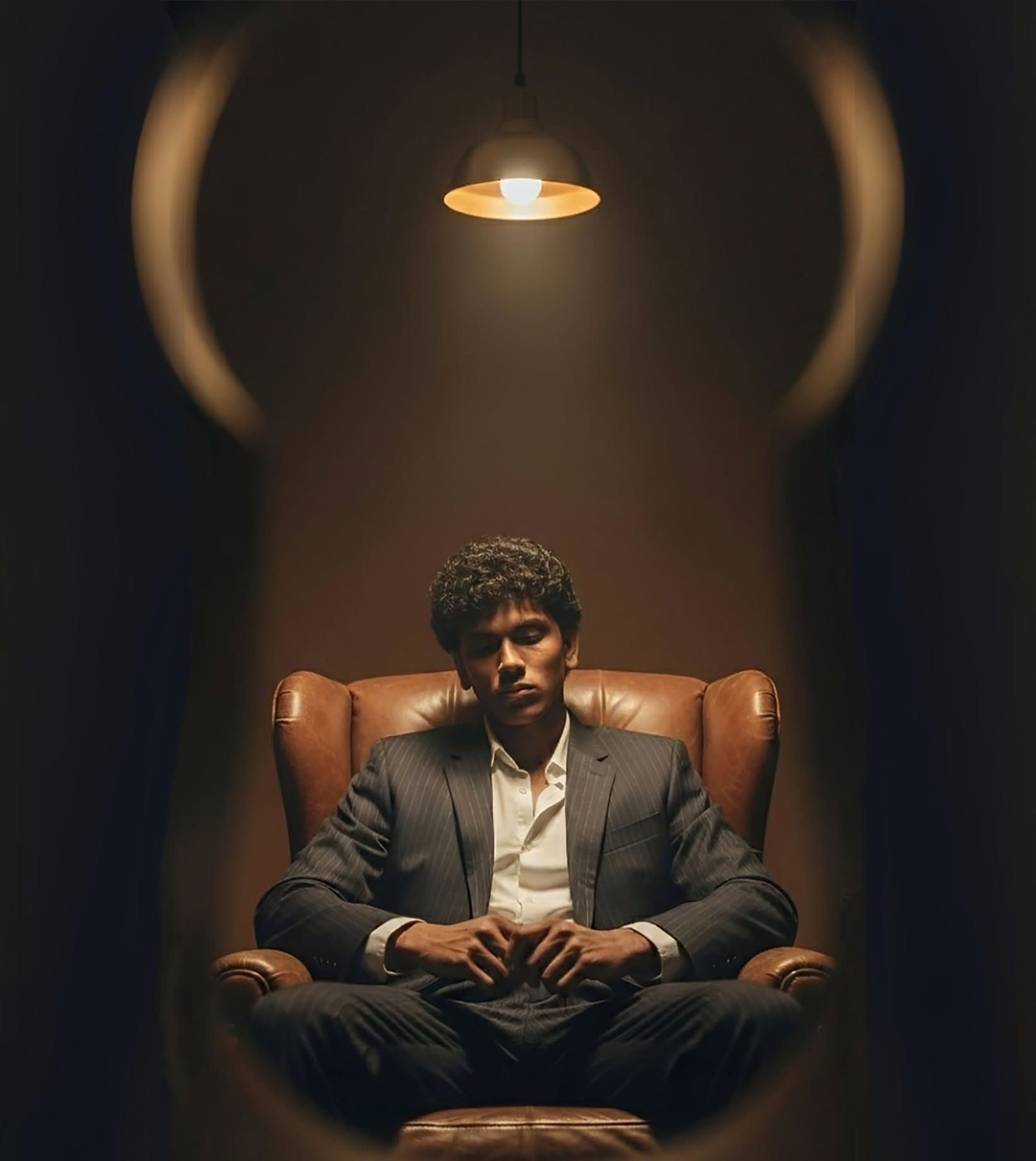 Mysterious Keyhole Gaze: Cinematic Portrait