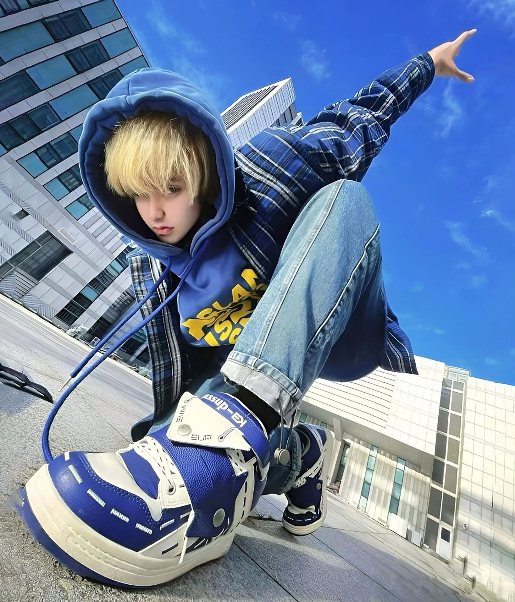 Moody Blue Rooftop Streetwear Cinematic