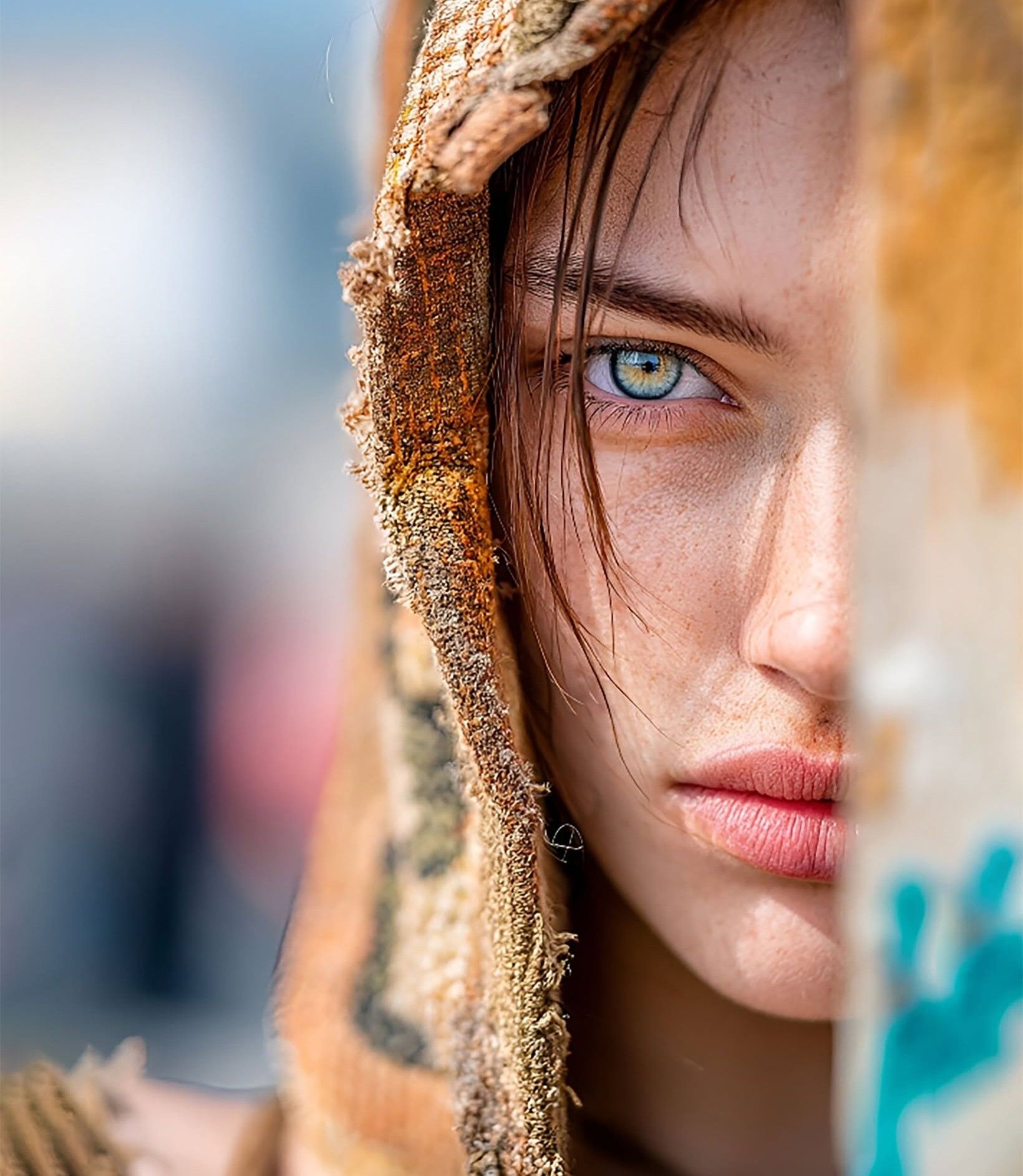 Striking Blue-Green Eye: Cinematic Mystery