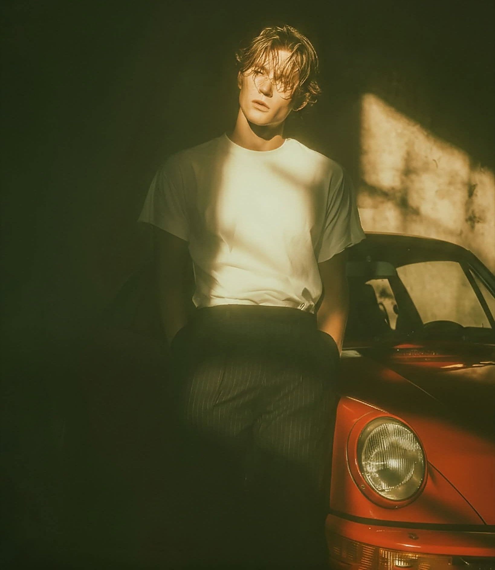 Golden Hour Vintage Car Cinematic Fashion