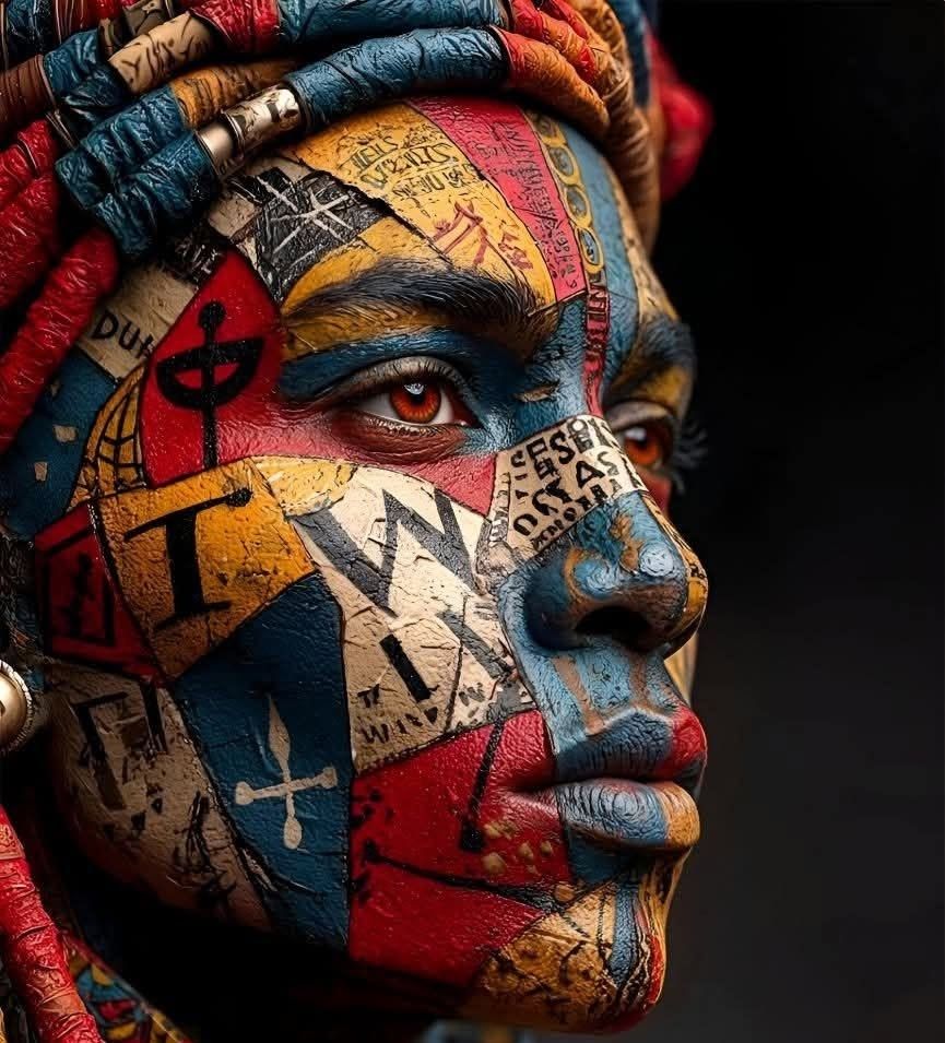 Cinematic Tribal Portrait: Painted Runes, Amber Eye