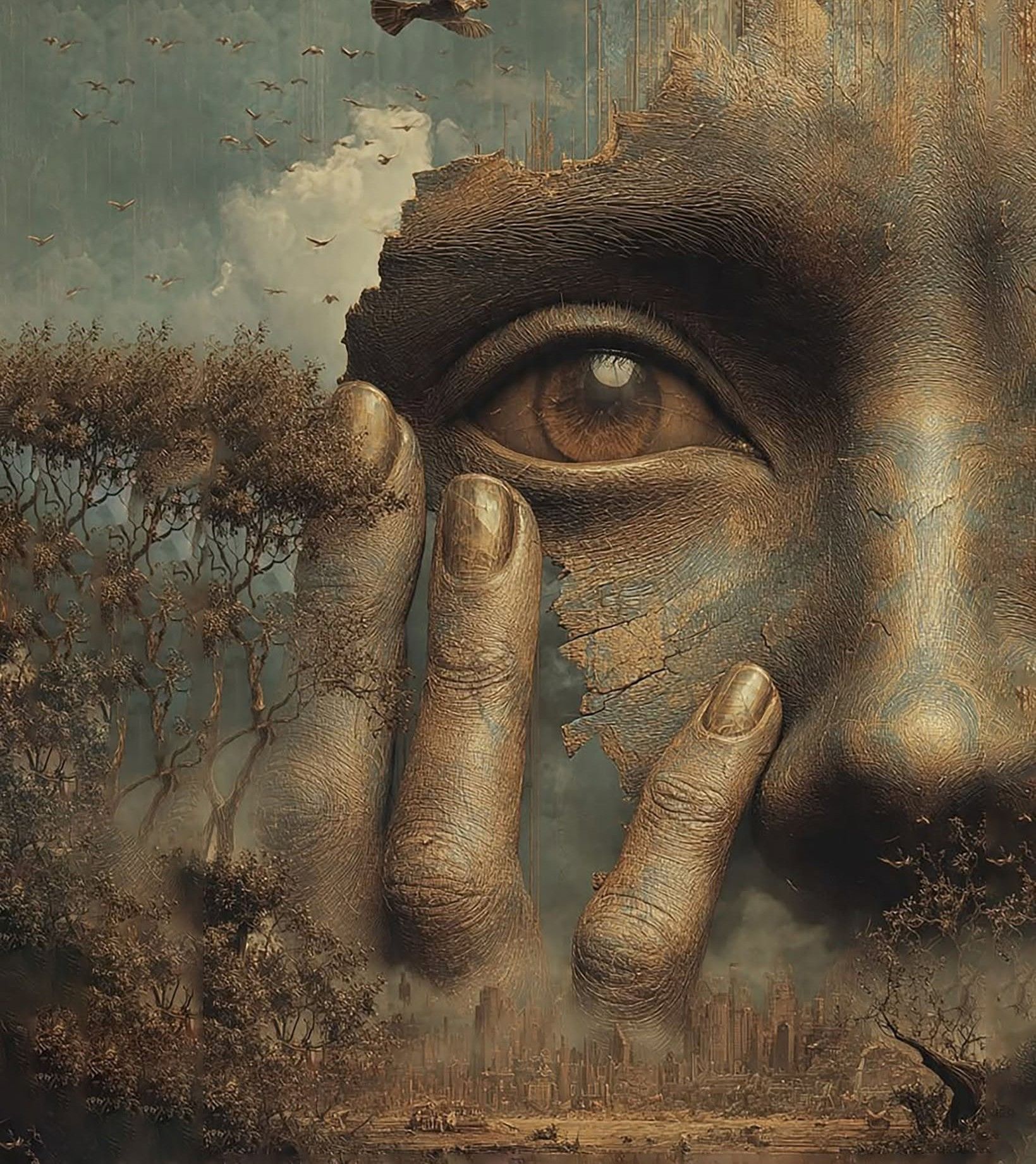 Cracked Earth Face: Nature's Gaze Revealed