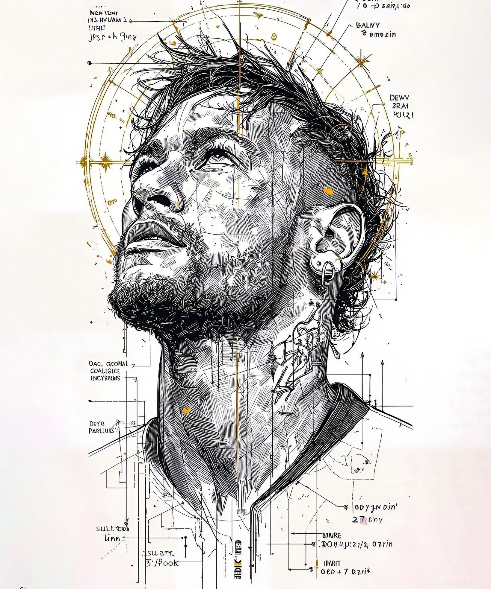 Golden Halo Blueprint Visionary Portrait