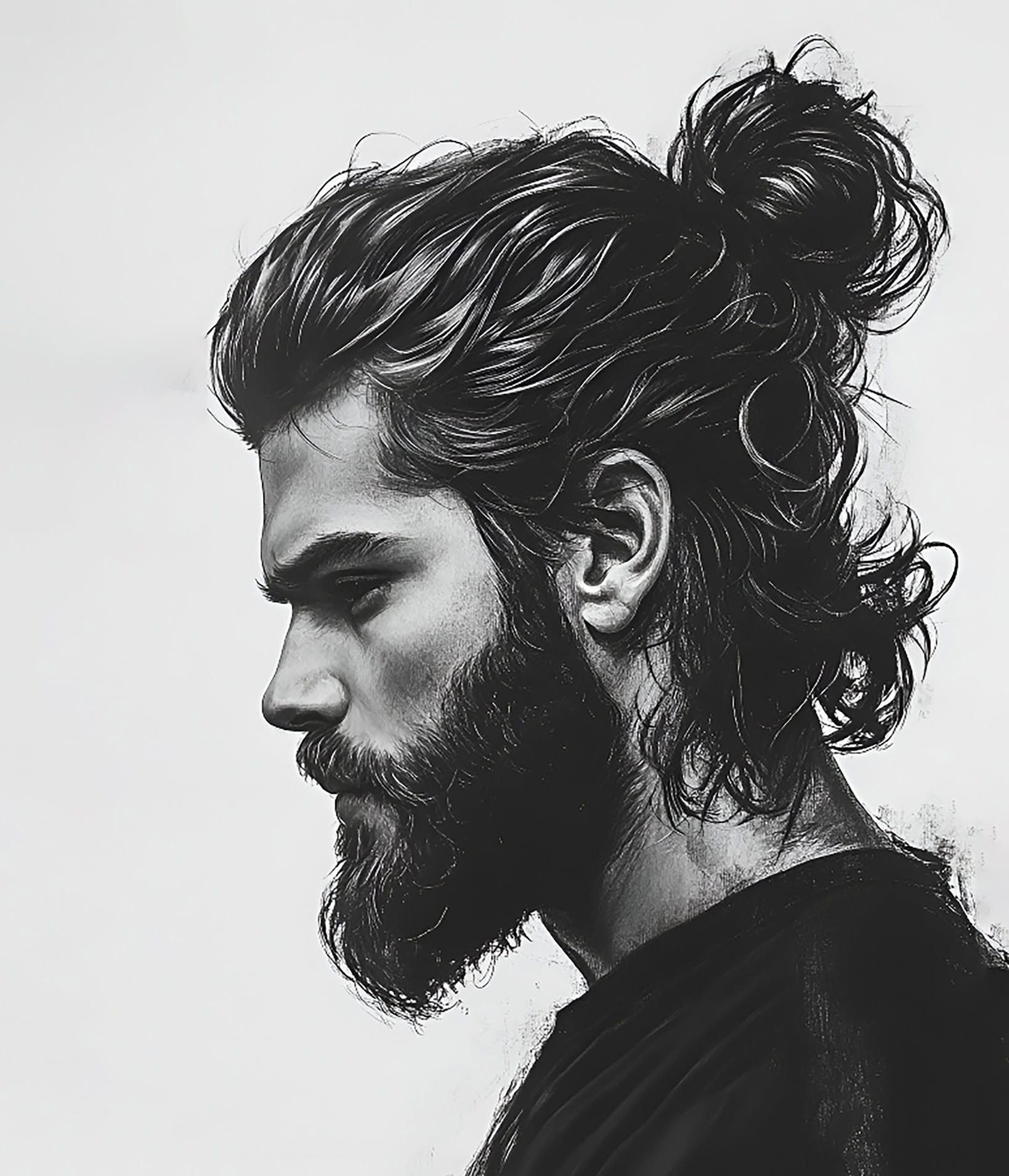 Dramatic B&W Rugged Man Portrait