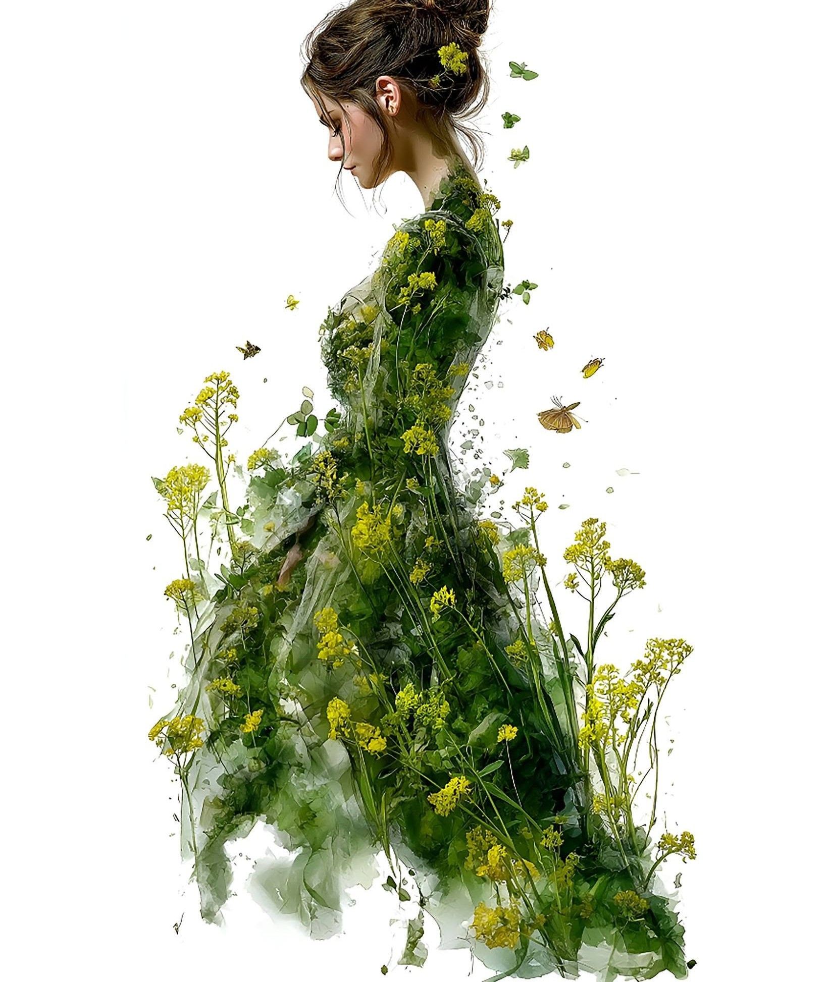 Ethereal Botanical Forest Spirit Woman