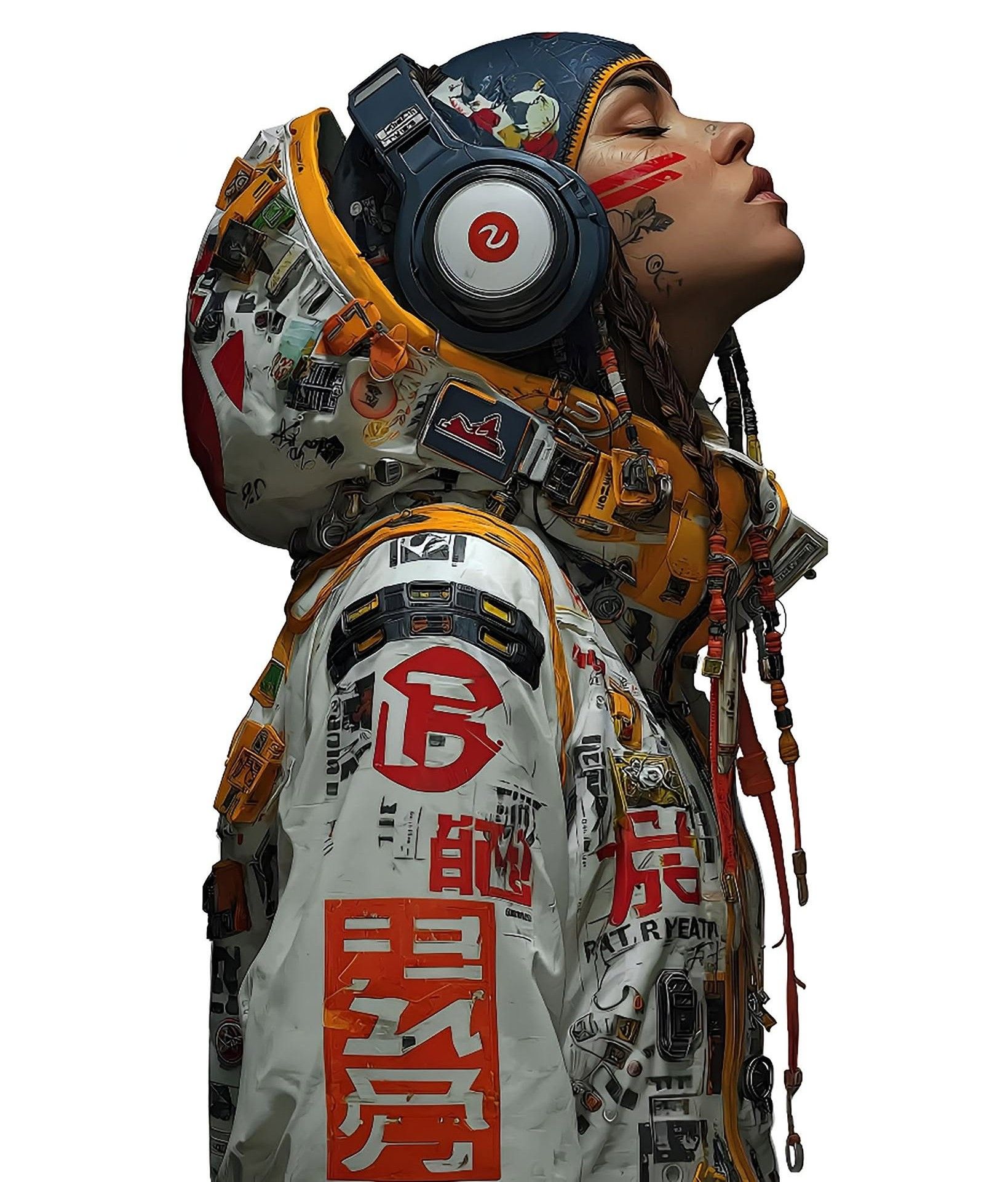 Neo-Tokyo Cyberpunk Astronaut Portrait