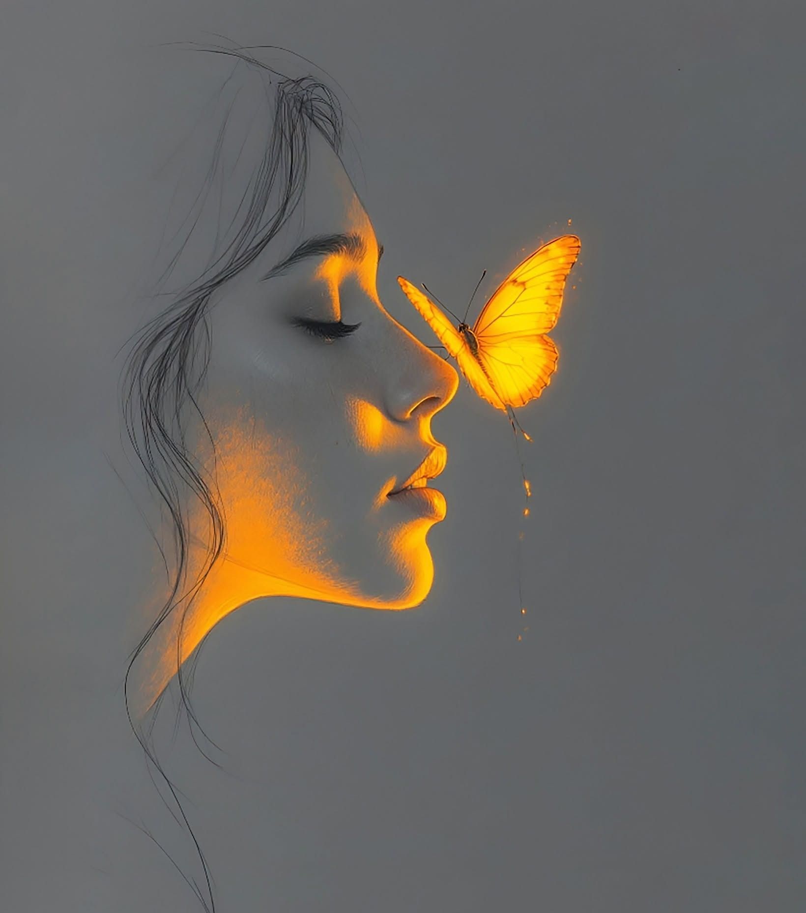 Golden Butterfly's Luminous Kiss