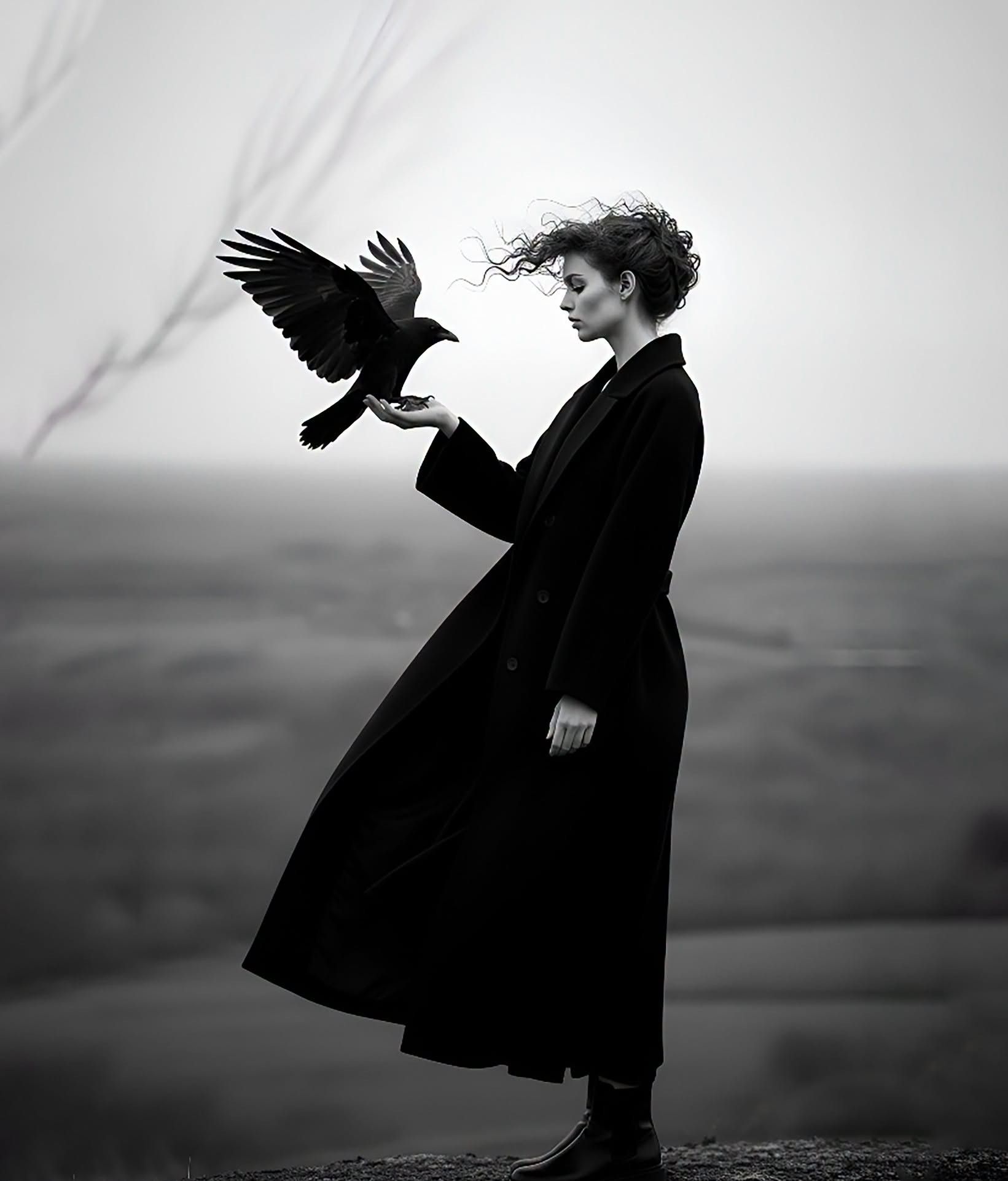 Windswept Gothic Maiden, Raven's Embrace