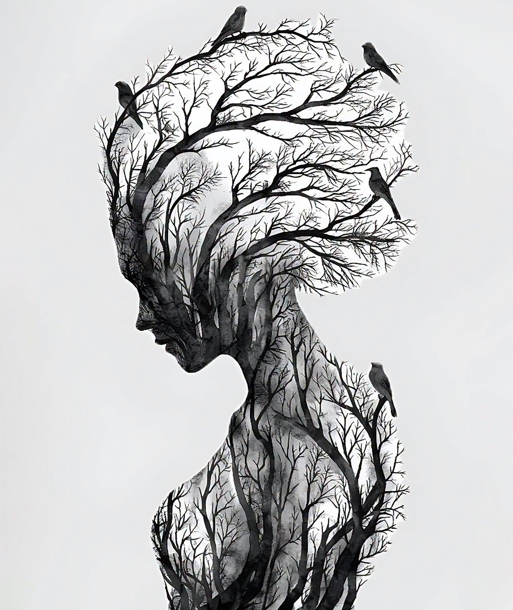 Surreal Forest Soul: Woman's Raven Crown