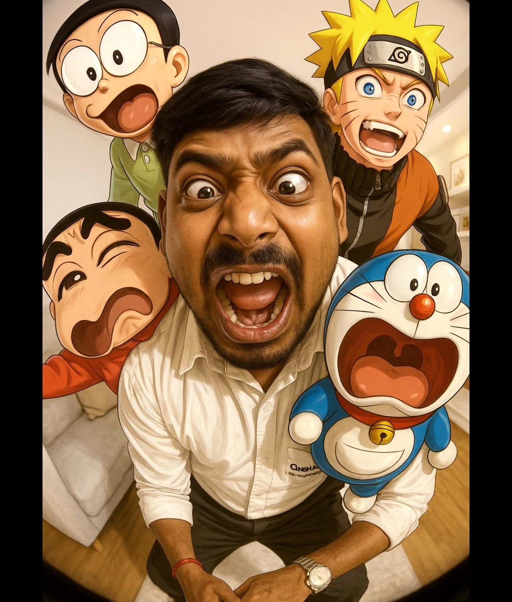 Silly Anime Squad Fisheye Selfie