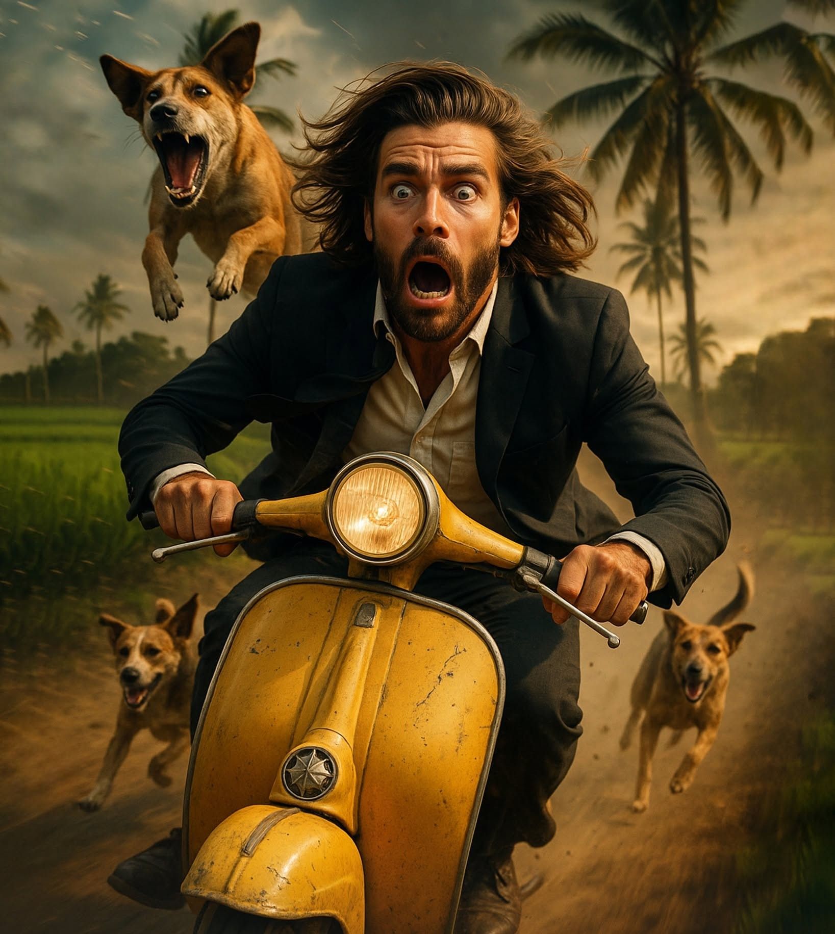Scooter Escape: Tropical Dog Chase