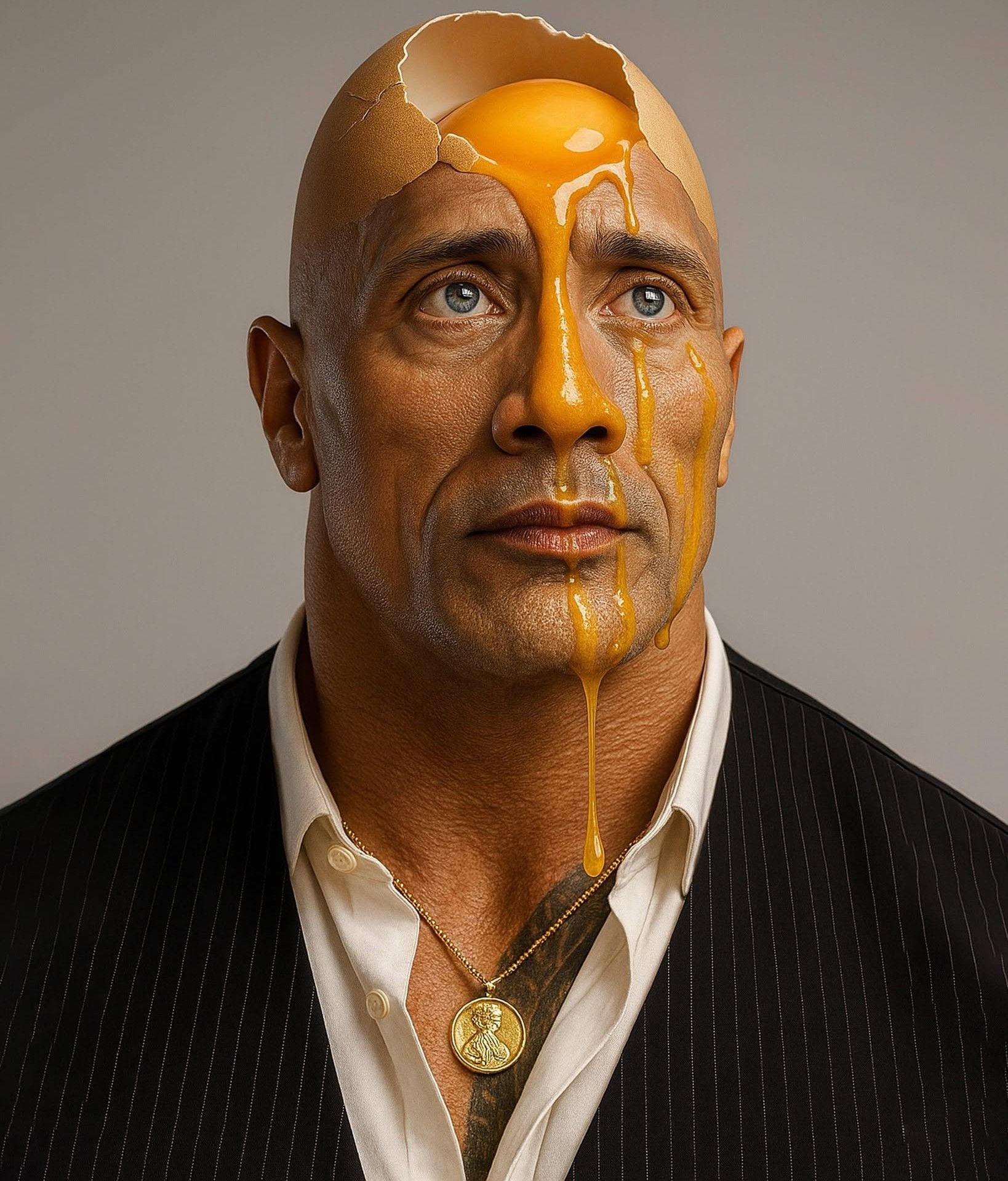 Surreal Egghead Yolk Ooze Portrait