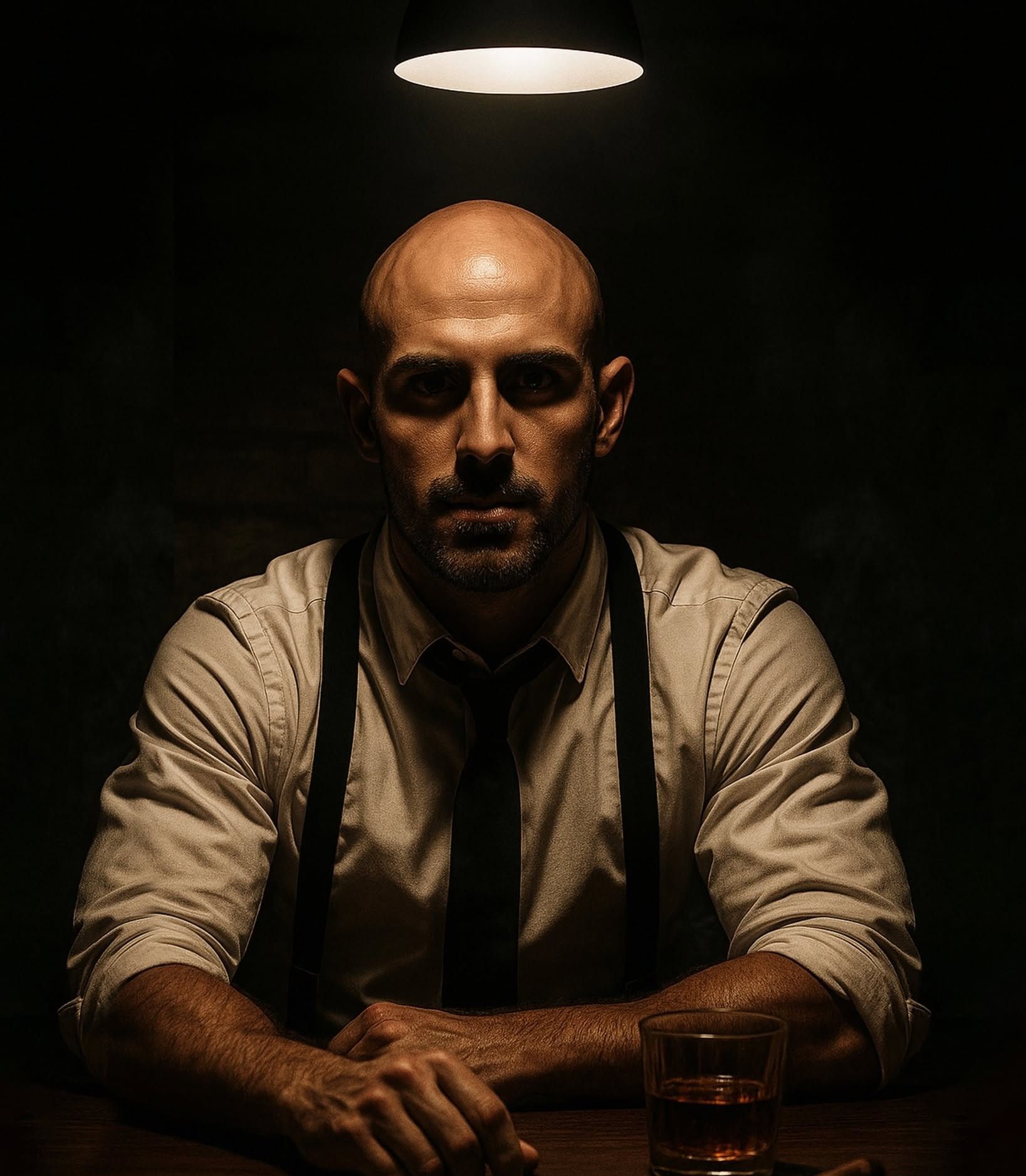 Calculated Stare: Gritty Noir Portrait