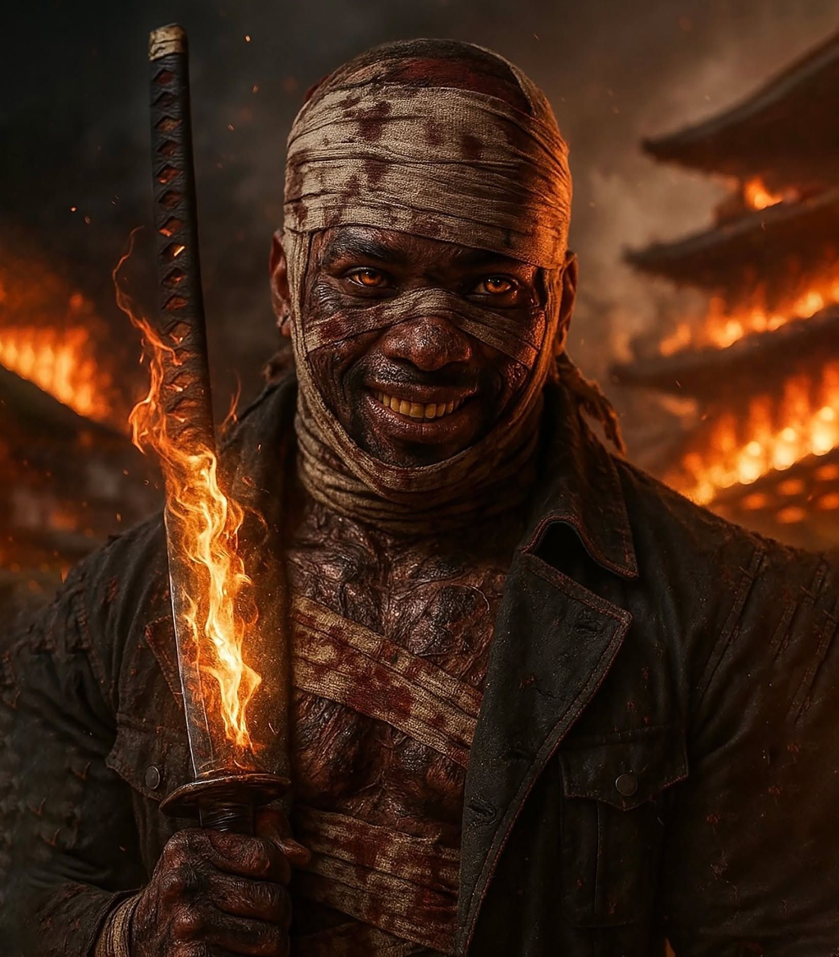 Apocalyptic Blazing Katana Samurai