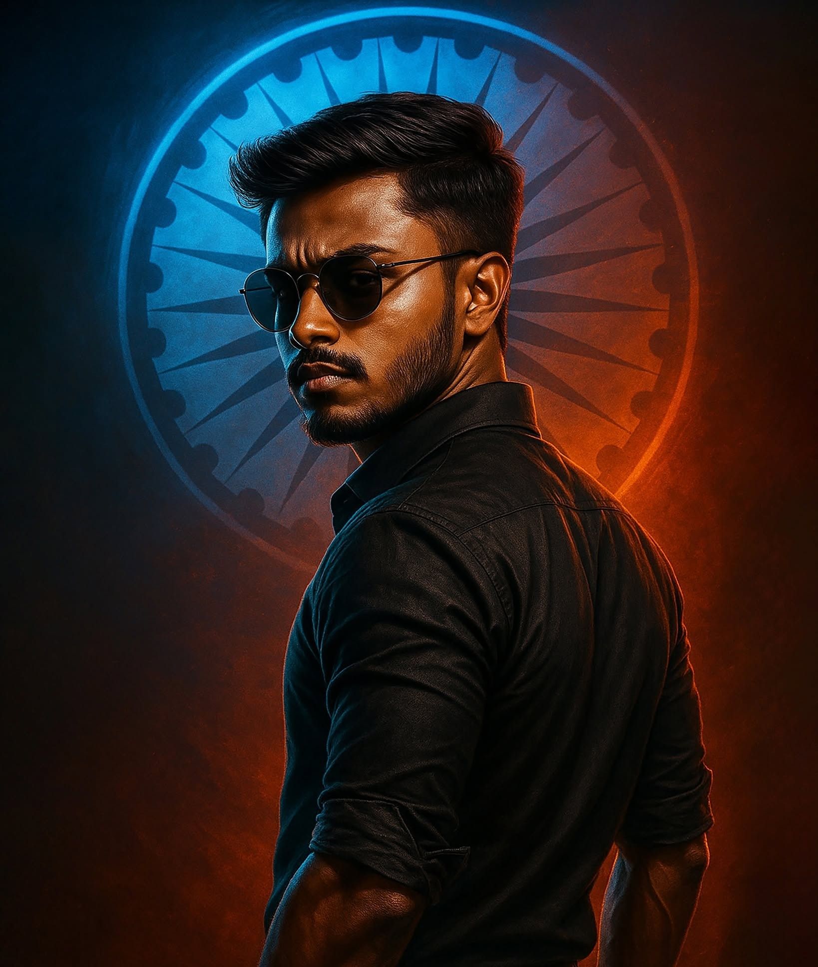 Cinematic Indian Hero: Electric Chakra Warrior
