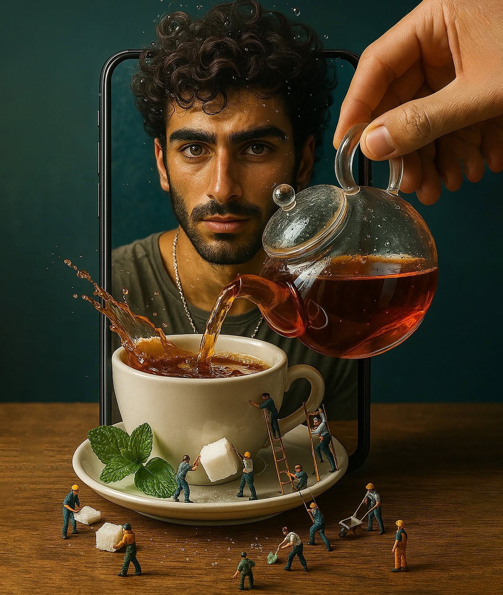 Surreal Phone Screen Tea Fantasy