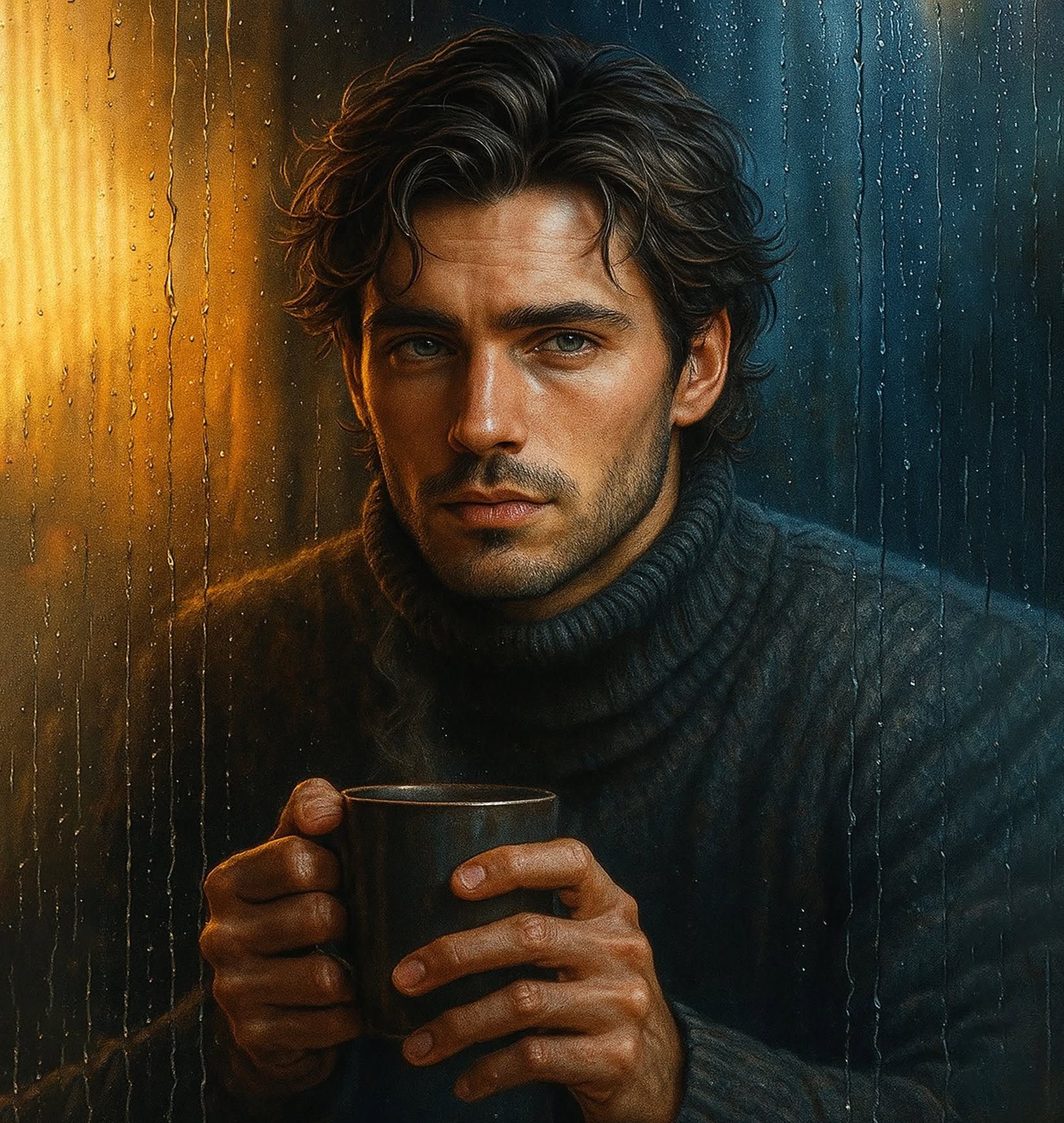 Rainy Window Coffee Comfort