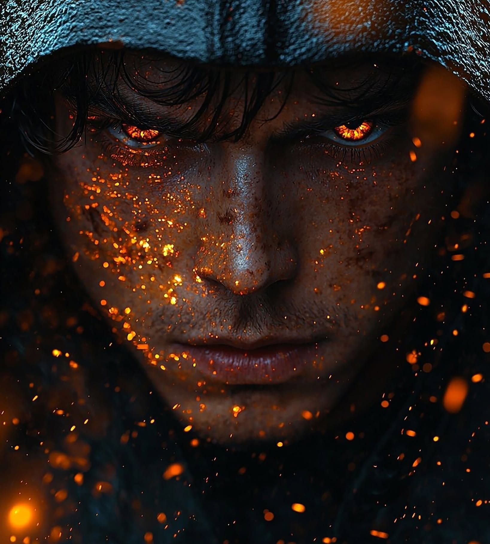 Molten Gaze, Scarred Hooded Figure