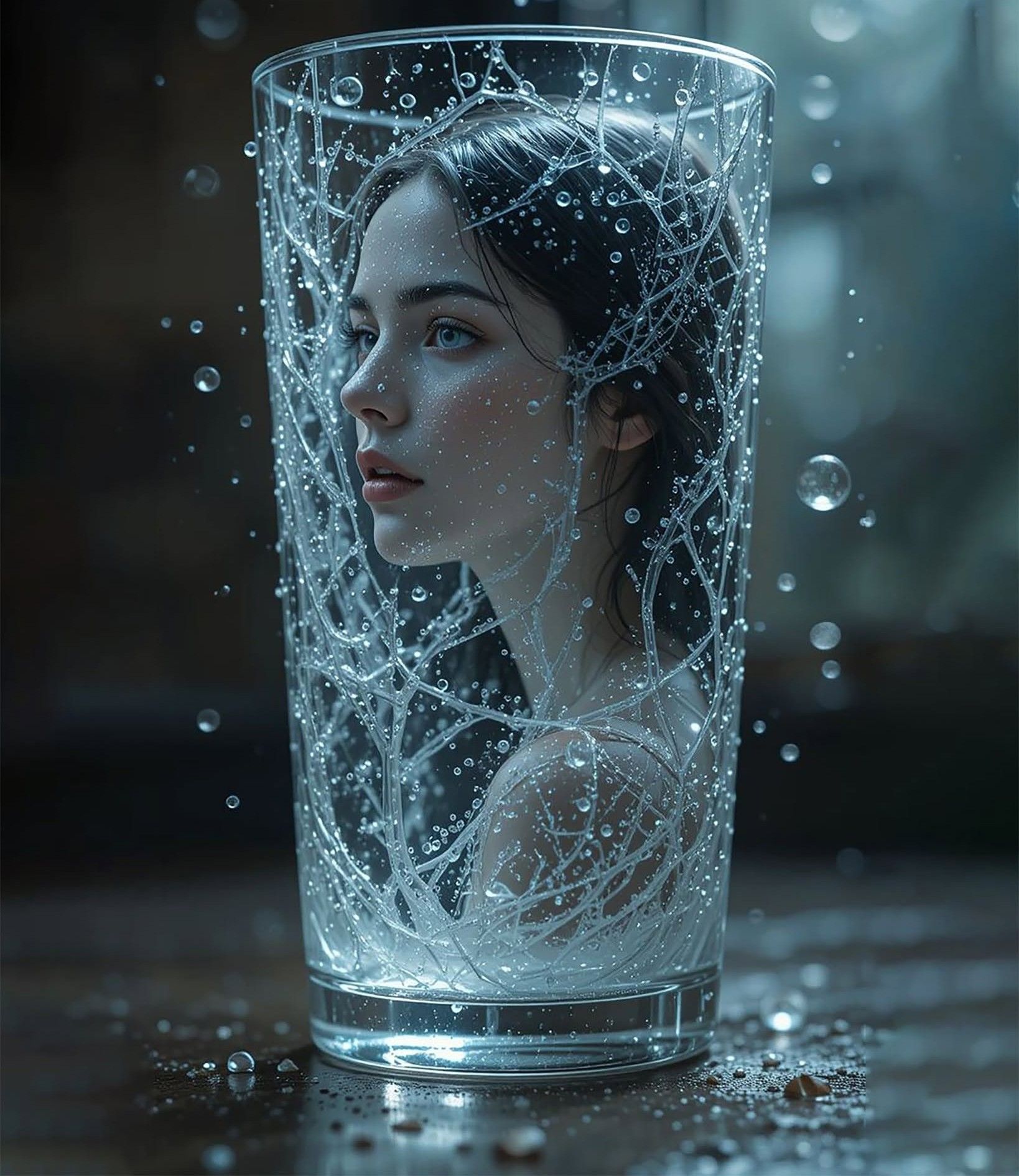 Submerged Serenity: Icy Glass Dream
