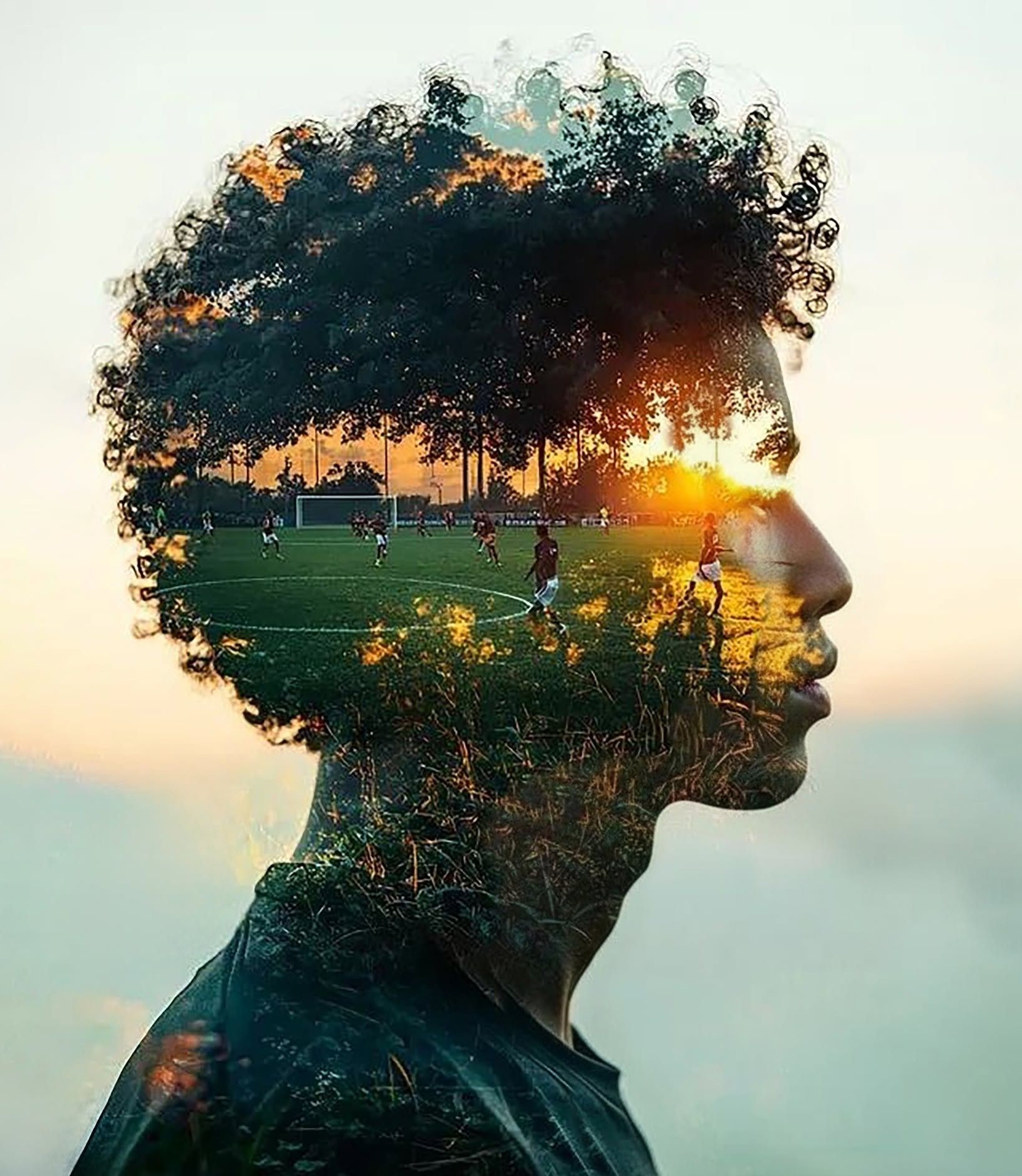 Cinematic Soccer Soul Double Exposure