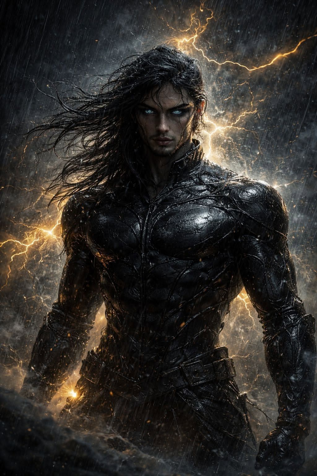 Storm-Born Warrior: Electric Gaze, Golden Lightning