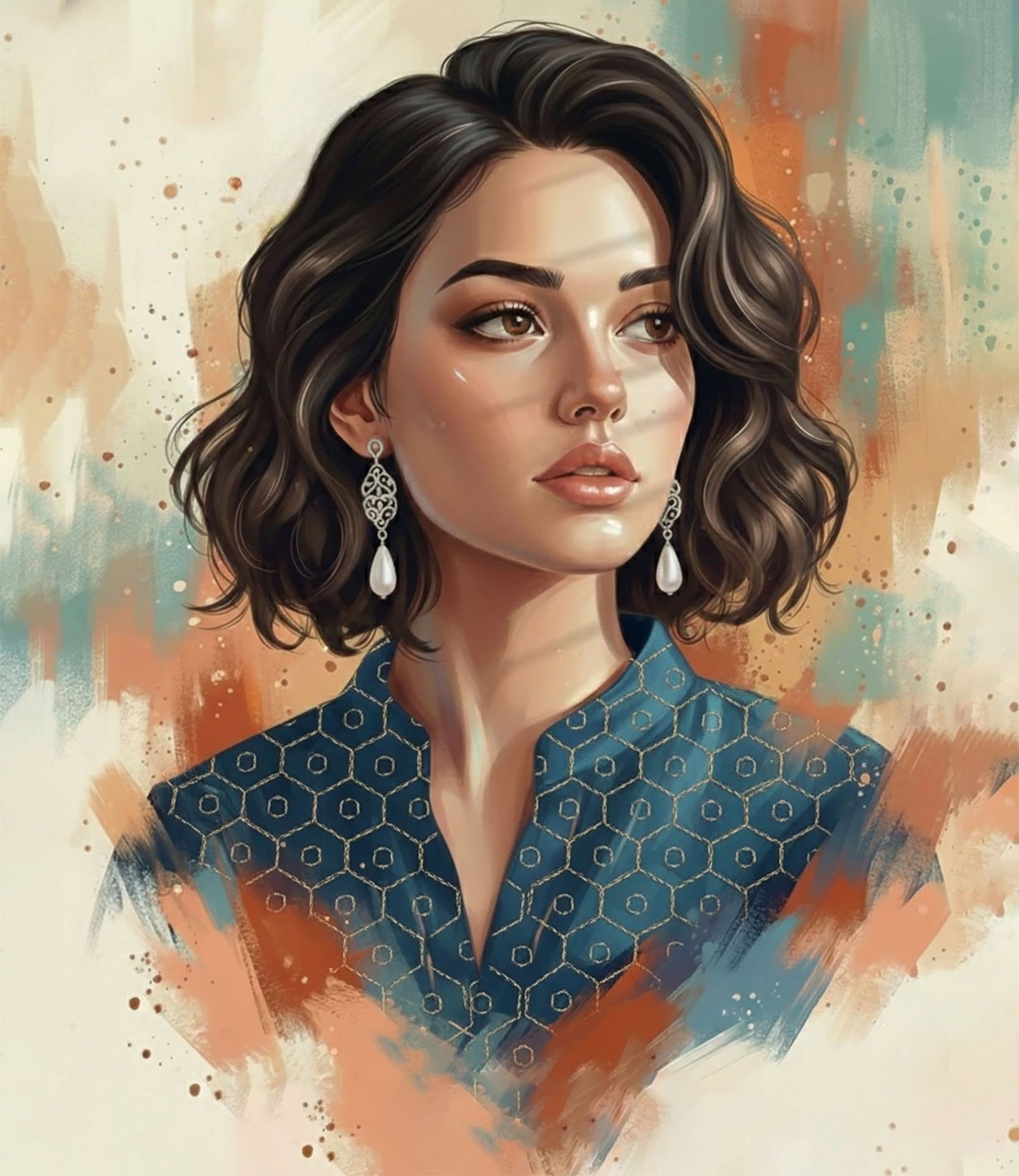 Modern Elegance: Painterly Digital Portrait