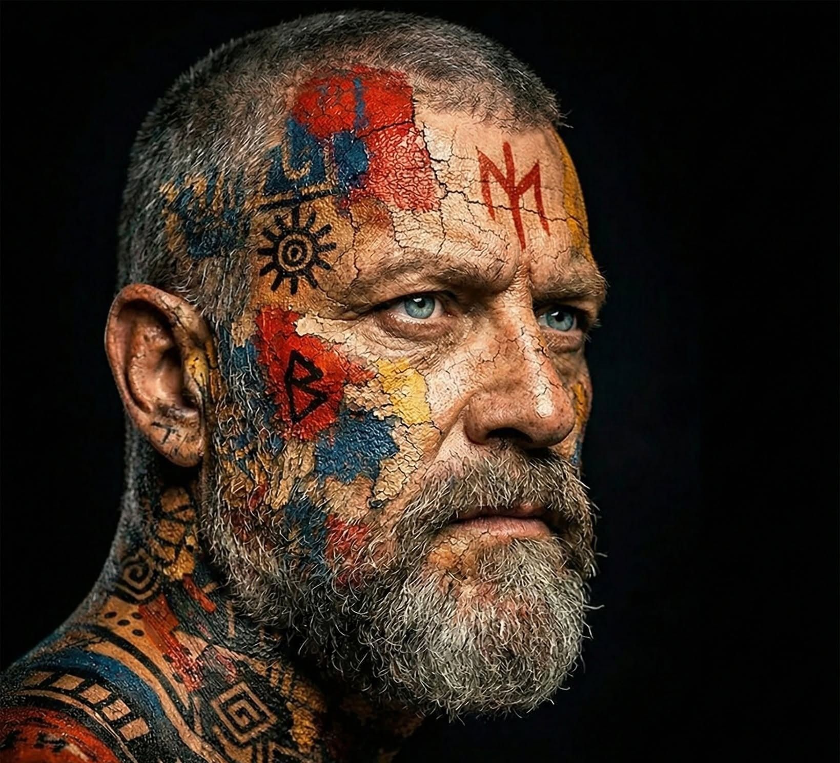Tribal Earth Paint Warrior Portrait