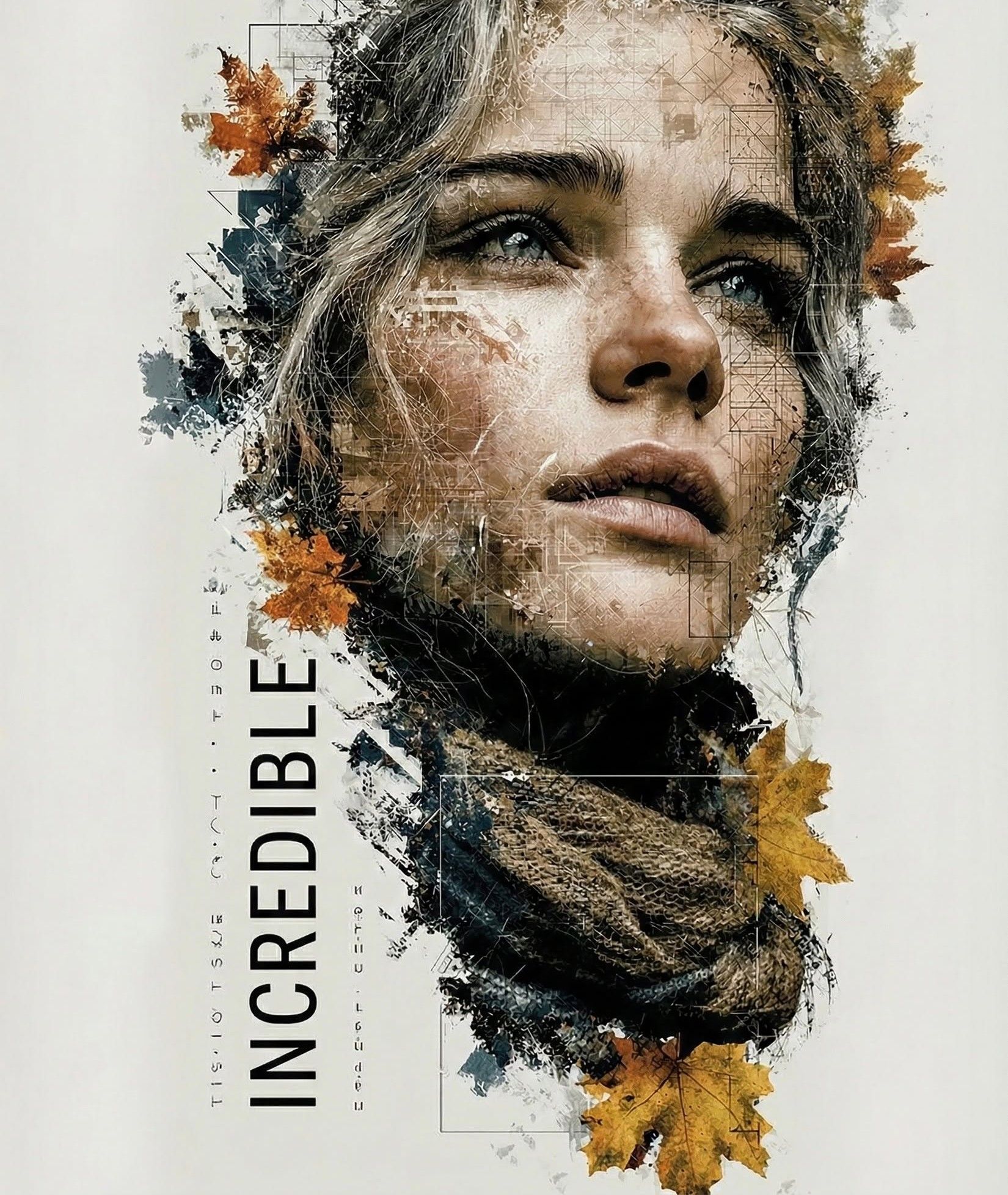 Architectural Autumn Woman: Double Exposure